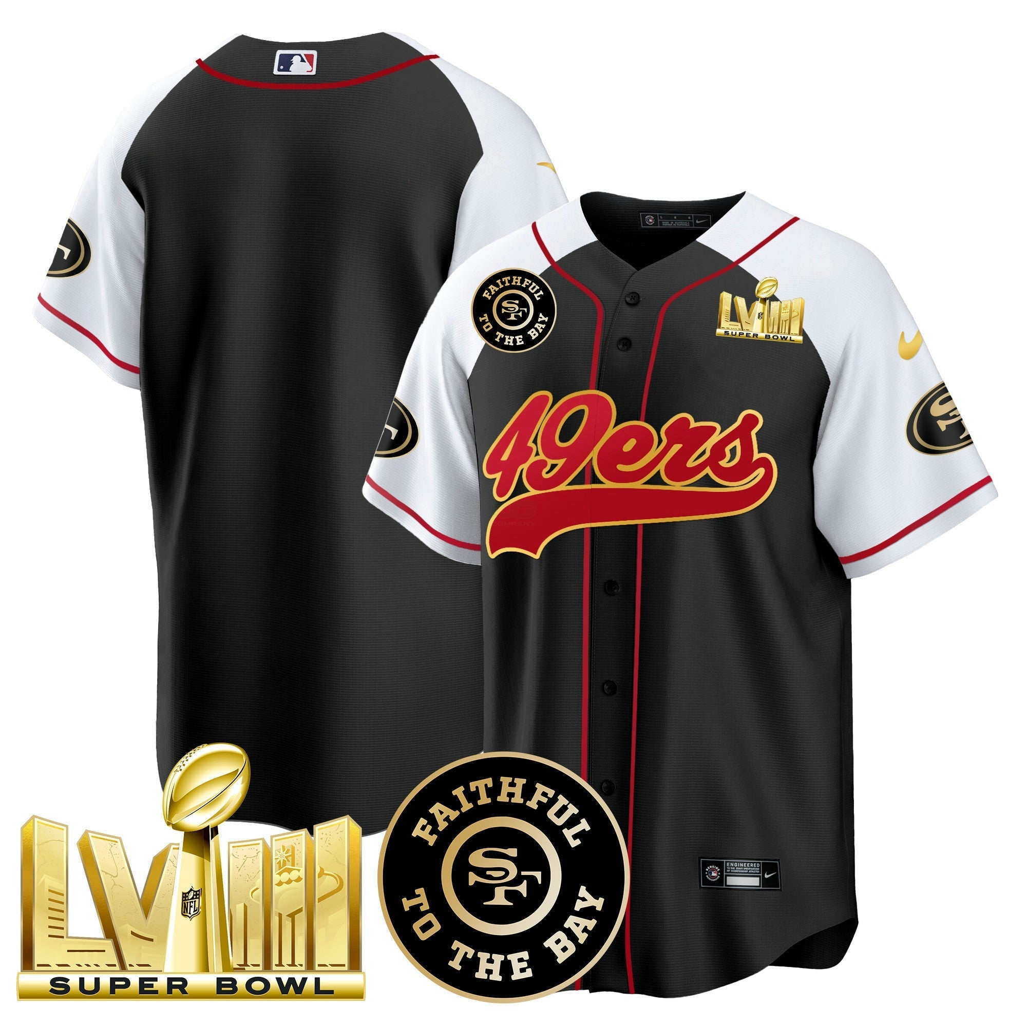 Camisa NFL Men’s Faithful & Super Bowl LVIII Dourada Patch Jersey