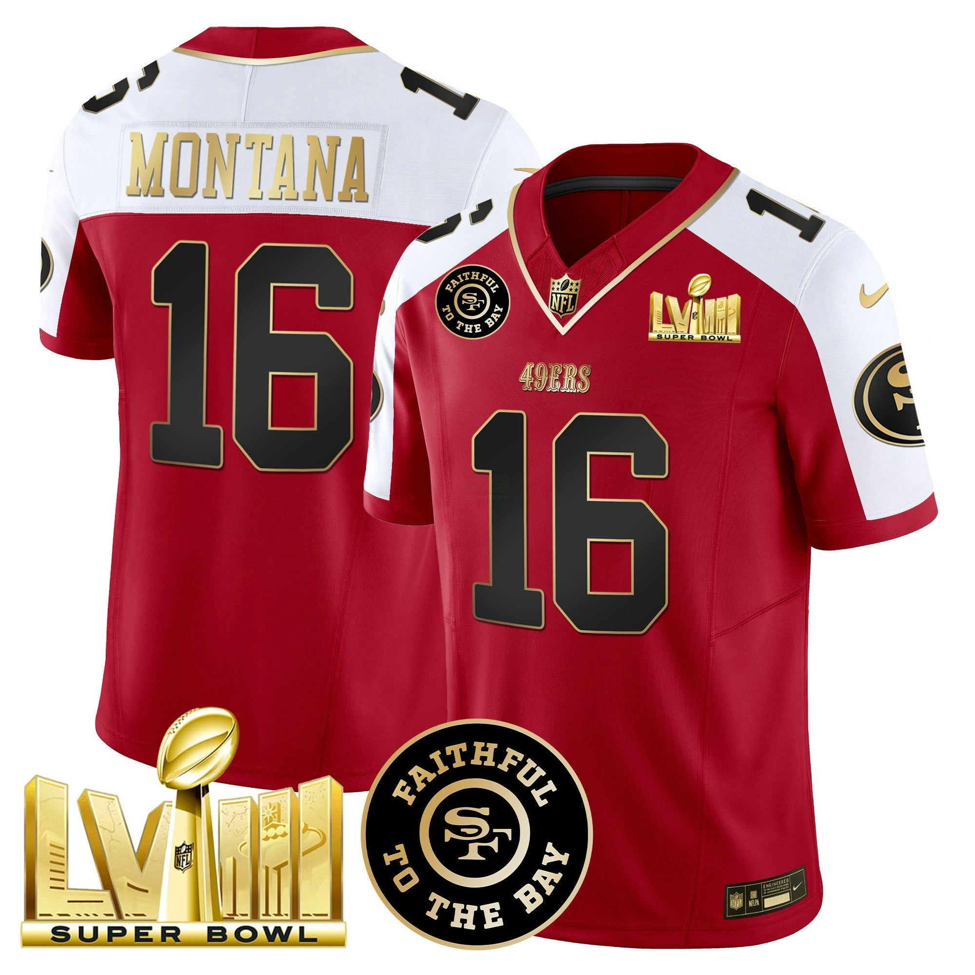 Camisa NFL Men’s Faithful & Super Bowl LVIII Dourada Patch Vapor Jersey