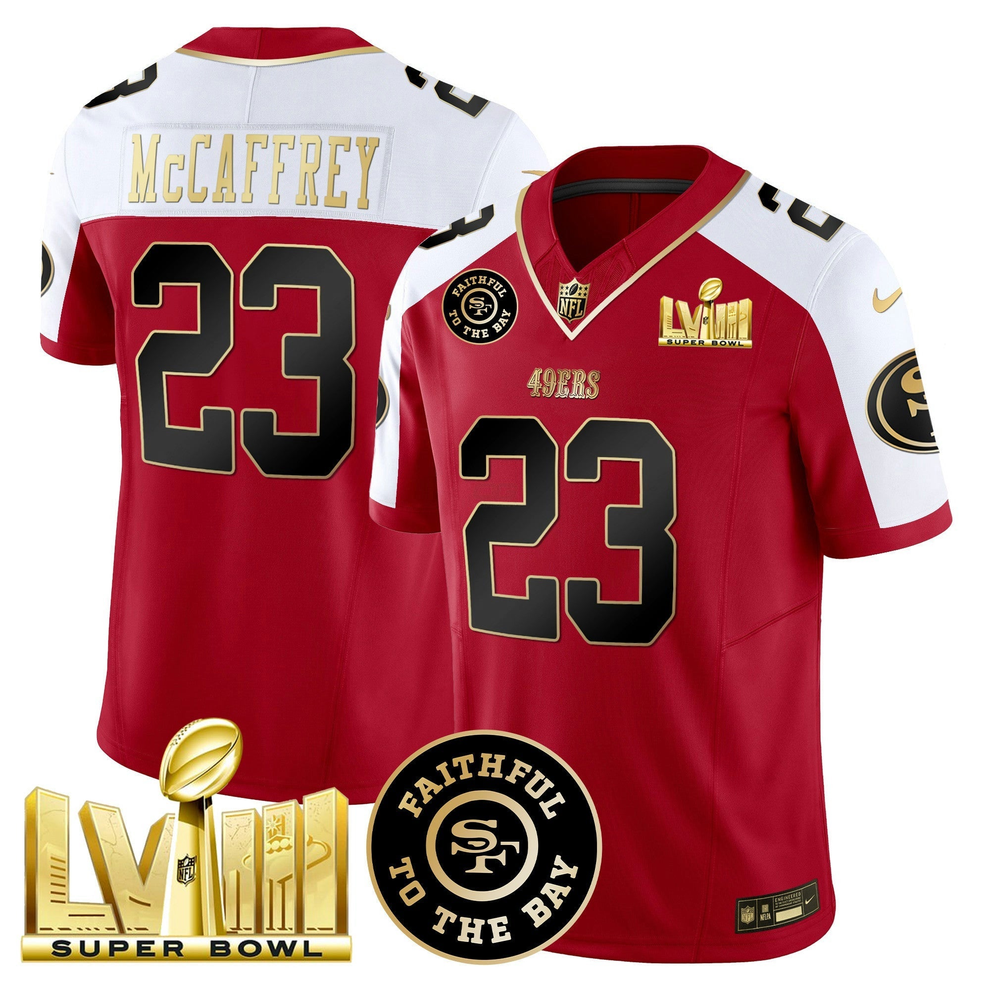Camisa NFL Men’s Faithful & Super Bowl LVIII Dourada Patch Vapor Jersey