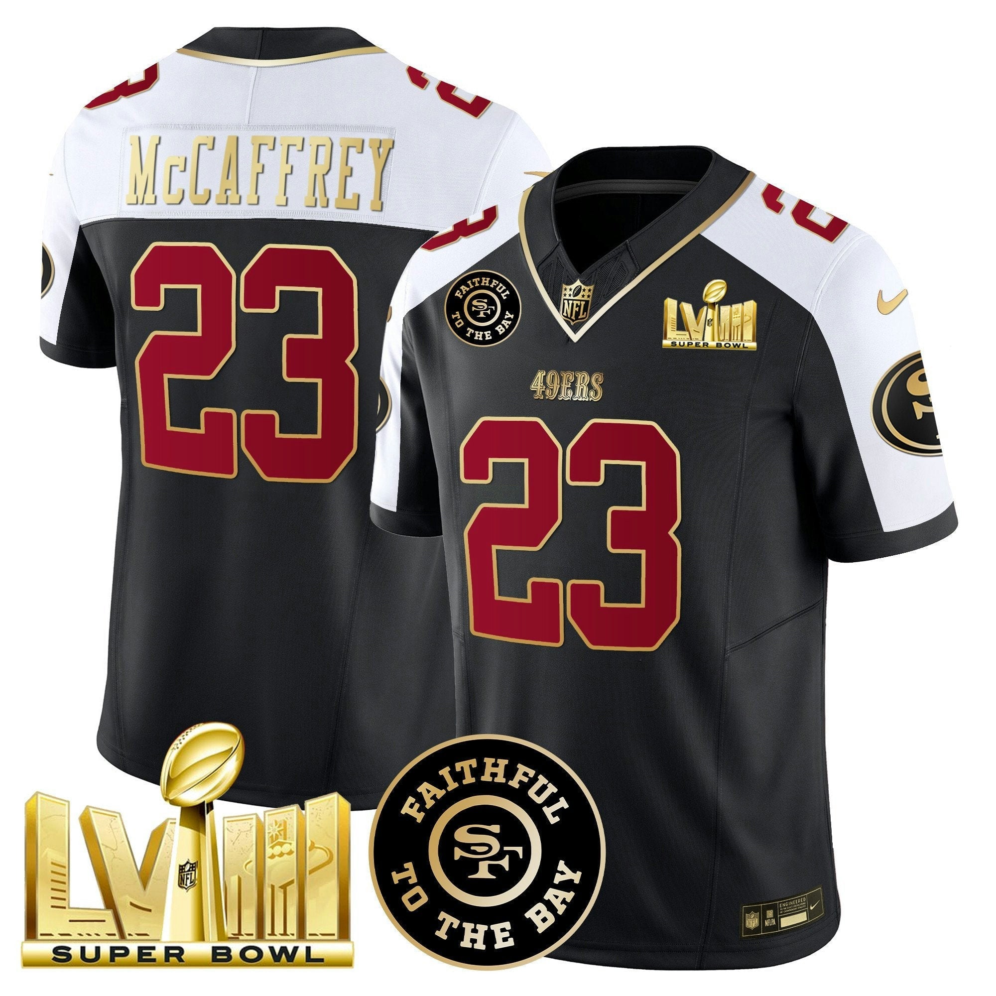 Camisa NFL Men’s Faithful & Super Bowl LVIII Dourada Patch Vapor Jersey
