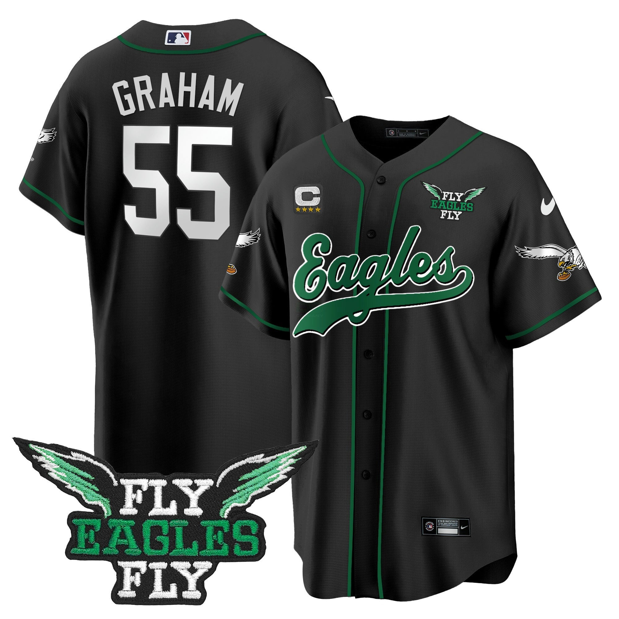 Camisa NFL Men’s Fly Fly Patch Throwback Kelly Green Jersey