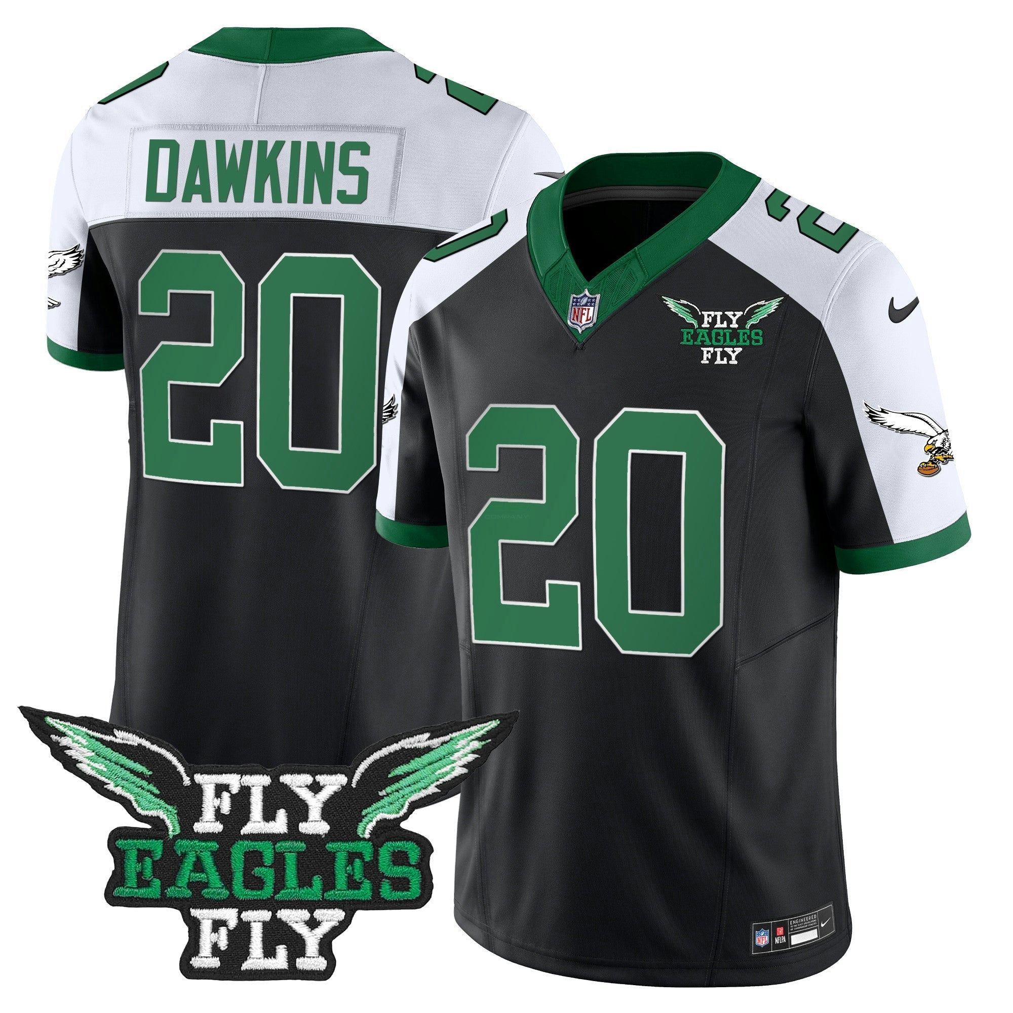 Camisa NFL Men’s Fly Fly Patch Throwback Kelly Green Vapor Jersey