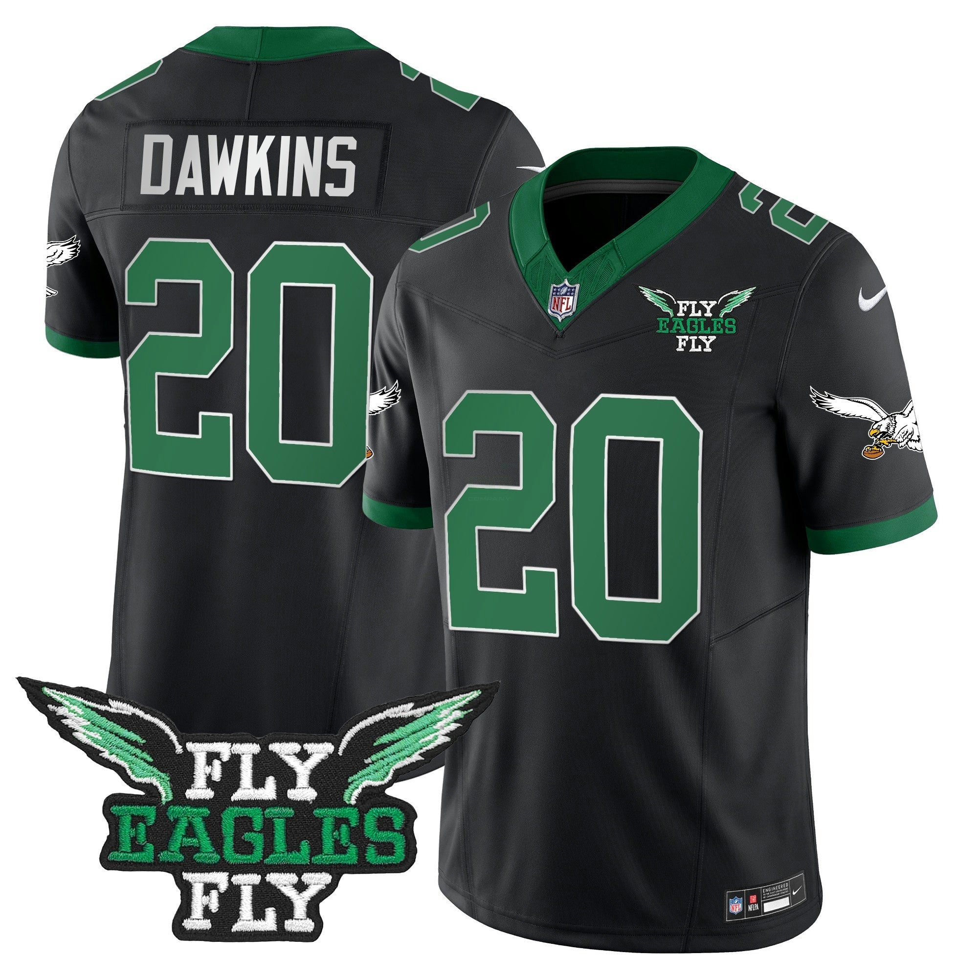 Camisa NFL Men’s Fly Fly Patch Throwback Kelly Green Vapor Jersey
