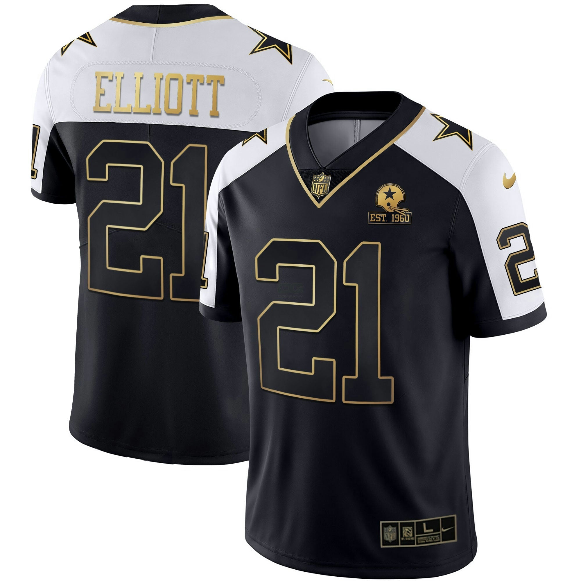 Camisa NFL Men’s Gold & Split Vapor Est 1960 Patch Jersey