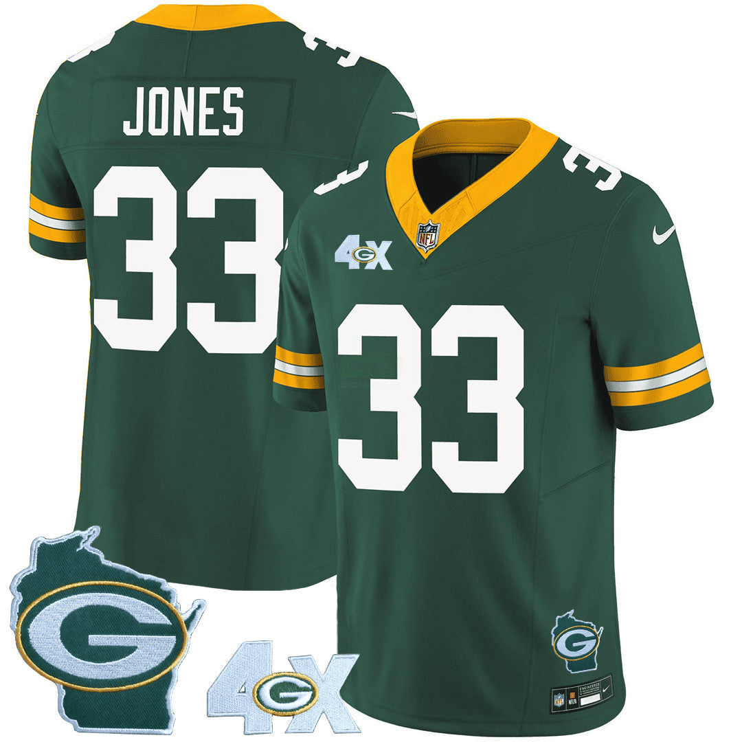 Camisa NFL Men’s Green Bay 4x Champs & Home Patch Vapor Jersey