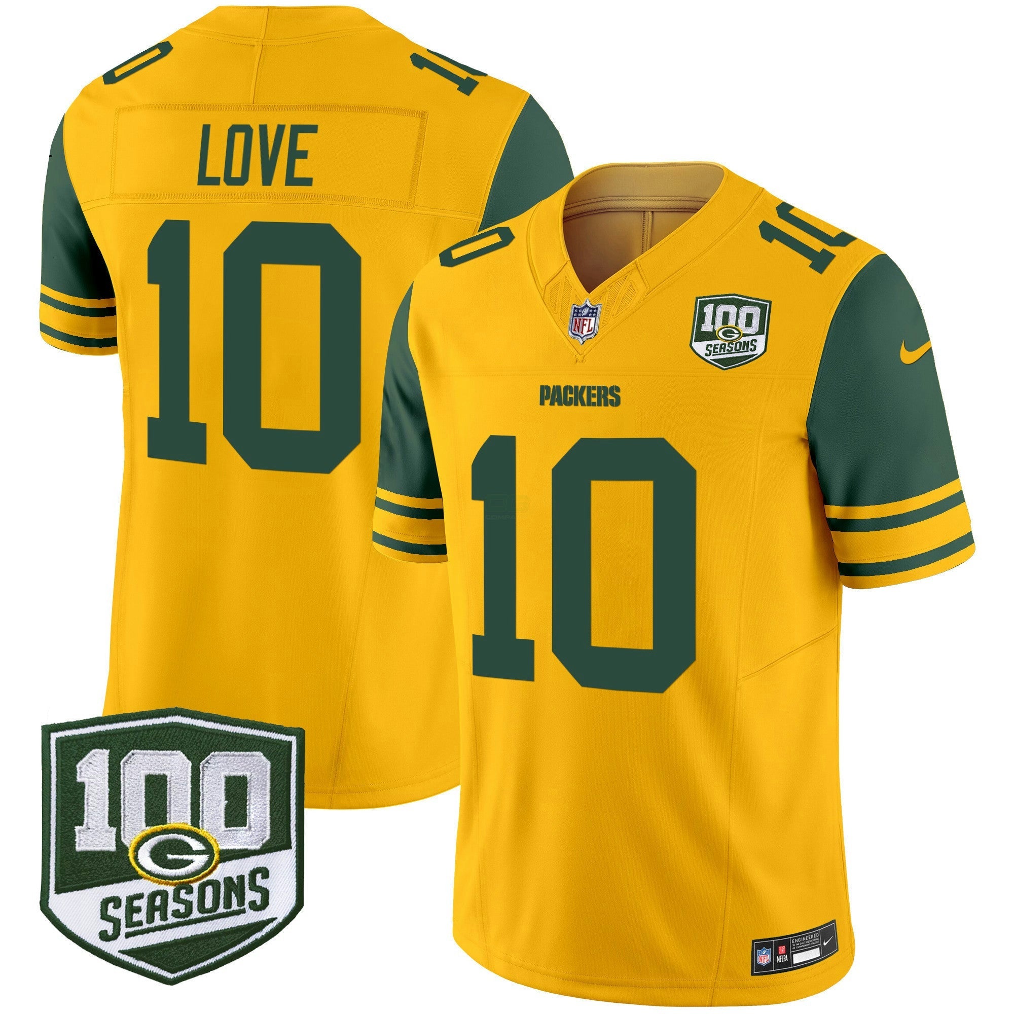 Camisa NFL Men’s Green Bay Throwback 100th Season Patch Vapor Limited Jersey