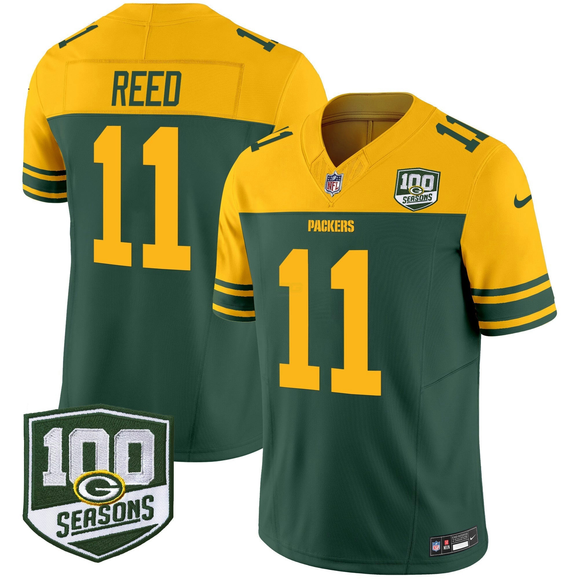 Camisa NFL Men’s Green Bay Throwback 100th Season Patch Vapor Limited Jersey