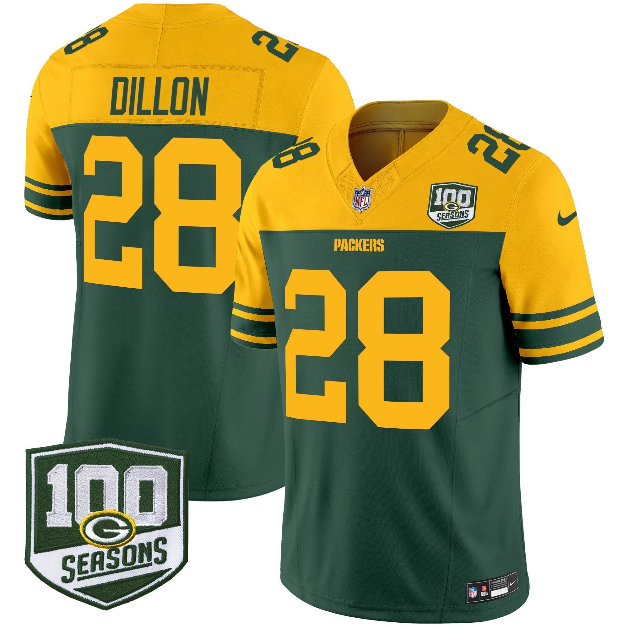 Camisa NFL Men’s Green Bay Throwback 100th Season Patch Vapor Limited Jersey