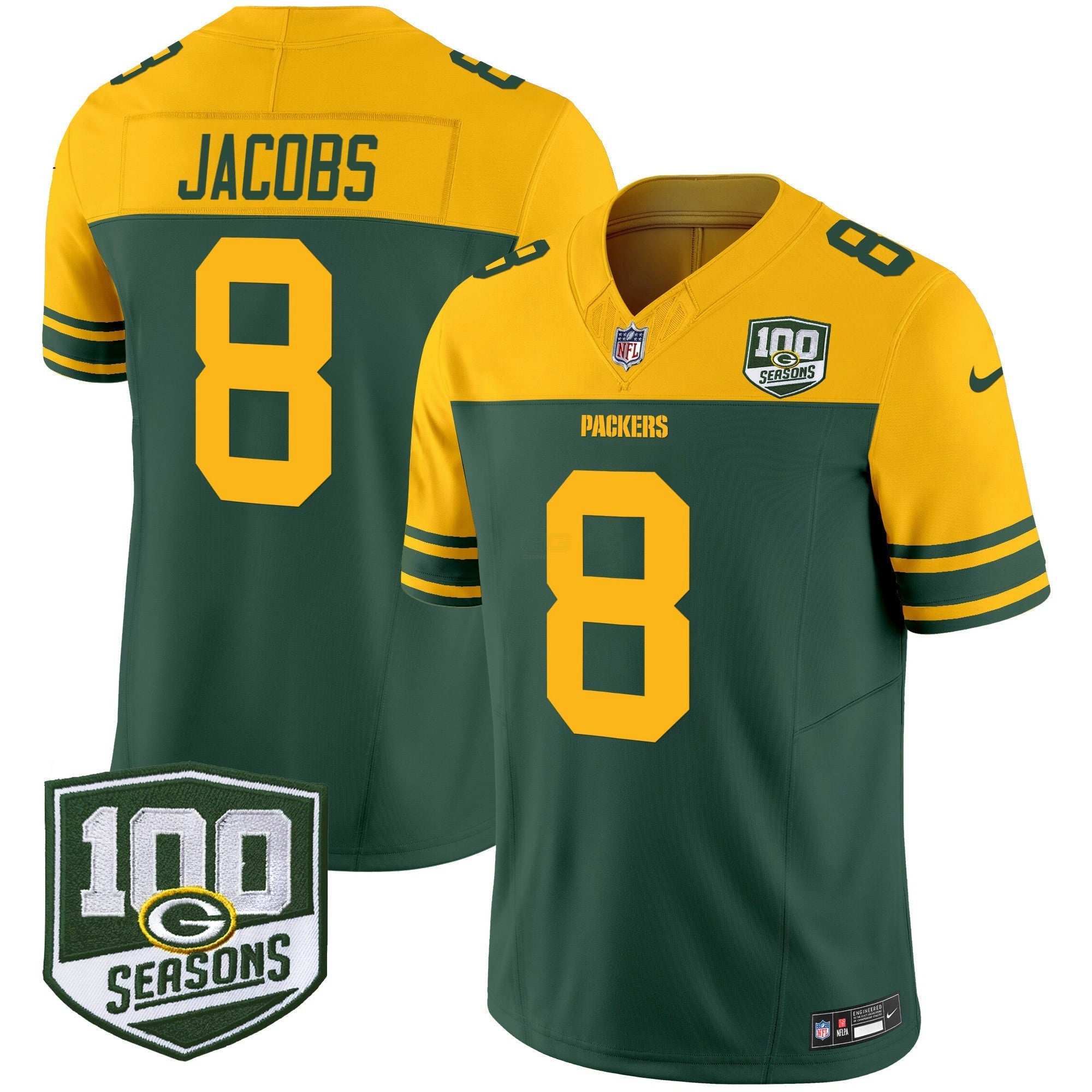 Camisa NFL Men’s Green Bay Throwback 100th Season Patch Vapor Limited Jersey