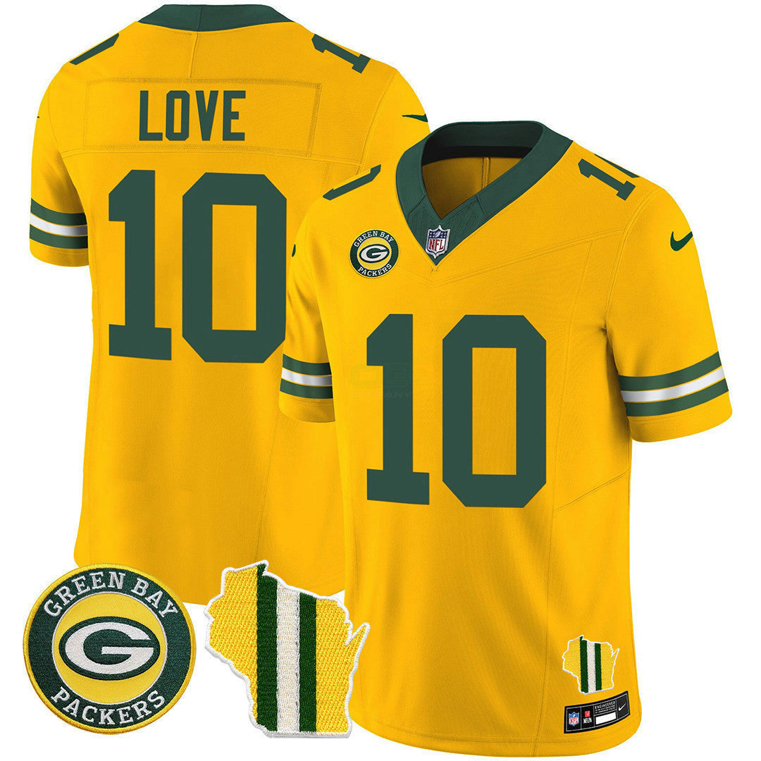 Camisa NFL Men’s Green Bay Wisconsin State Patch Vapor Limited Jersey – All Sttiched
