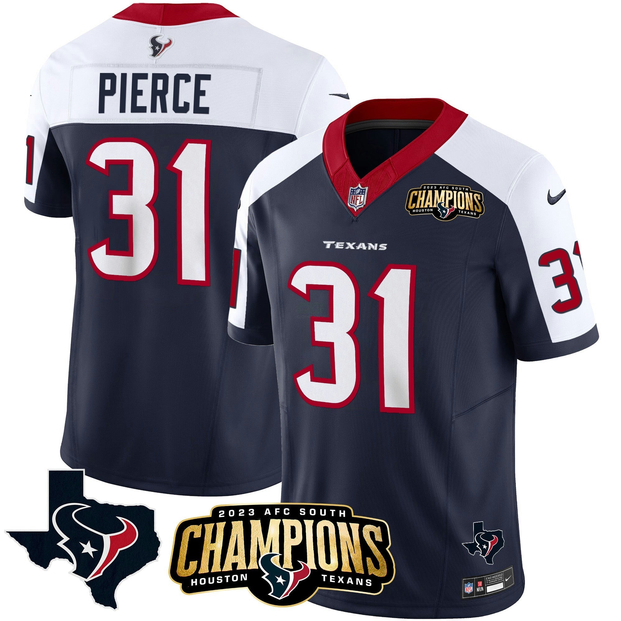 Camisa NFL Men’s Houston 2023 AFC South Champions Patch Vapor Jersey