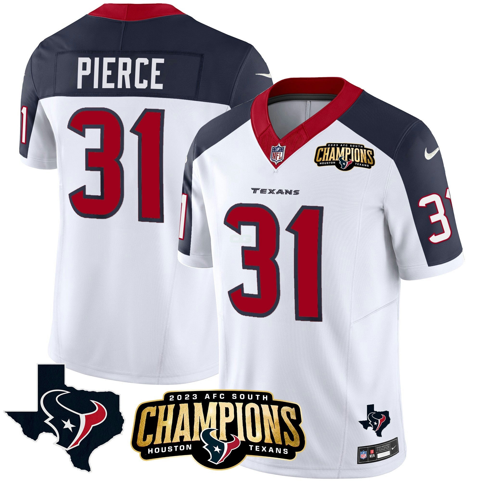 Camisa NFL Men’s Houston 2023 AFC South Champions Patch Vapor Jersey
