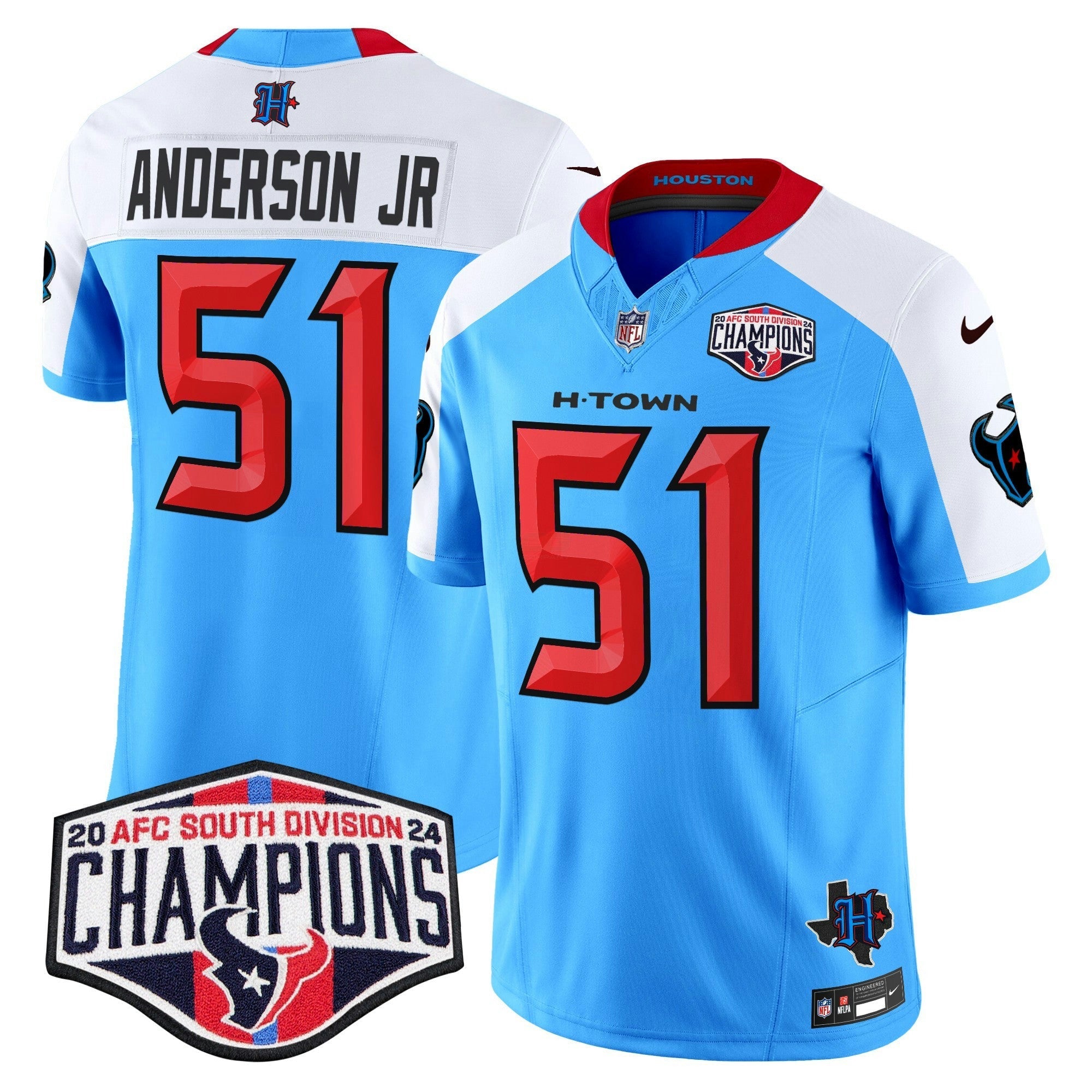 Camisa NFL Men’s Houston 2024 AFC South Division Champions Patch Vapor Limited Jersey