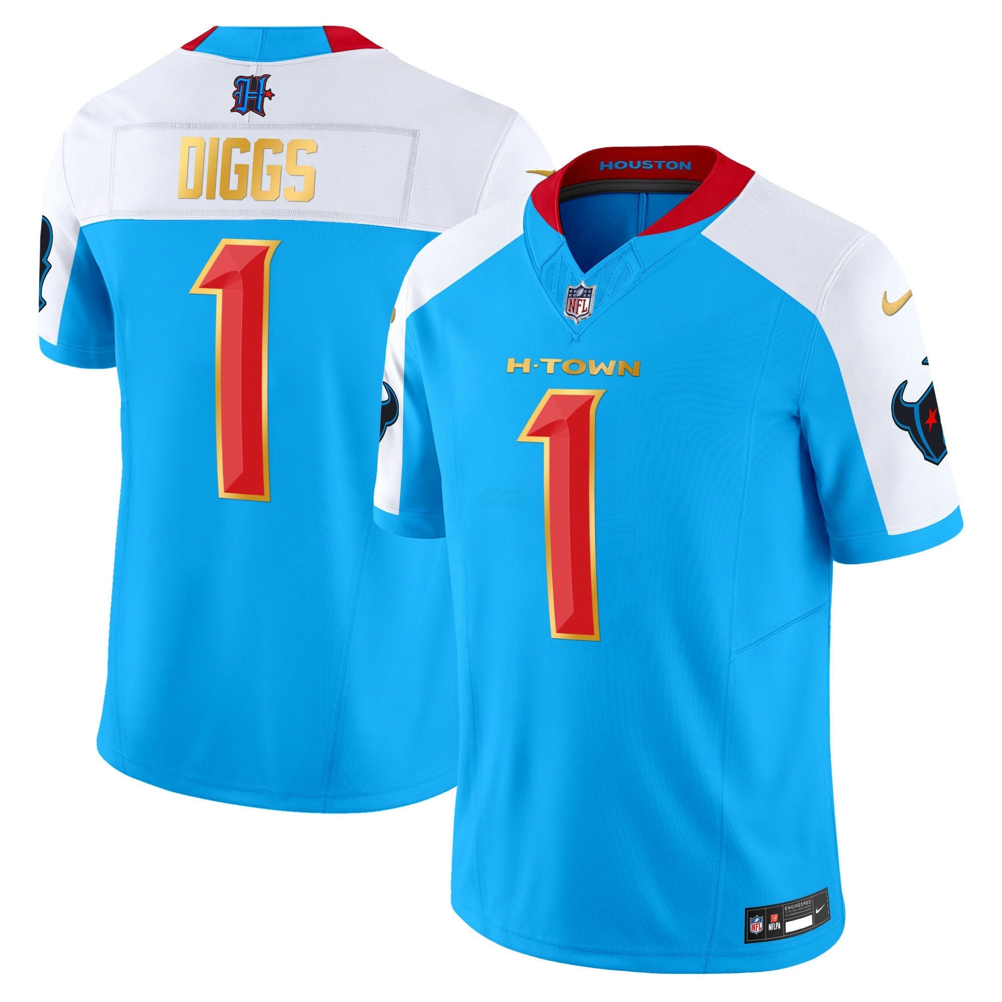 Camisa NFL Men’s Houston 2024 Dourada Trim Vapor Limited Jersey