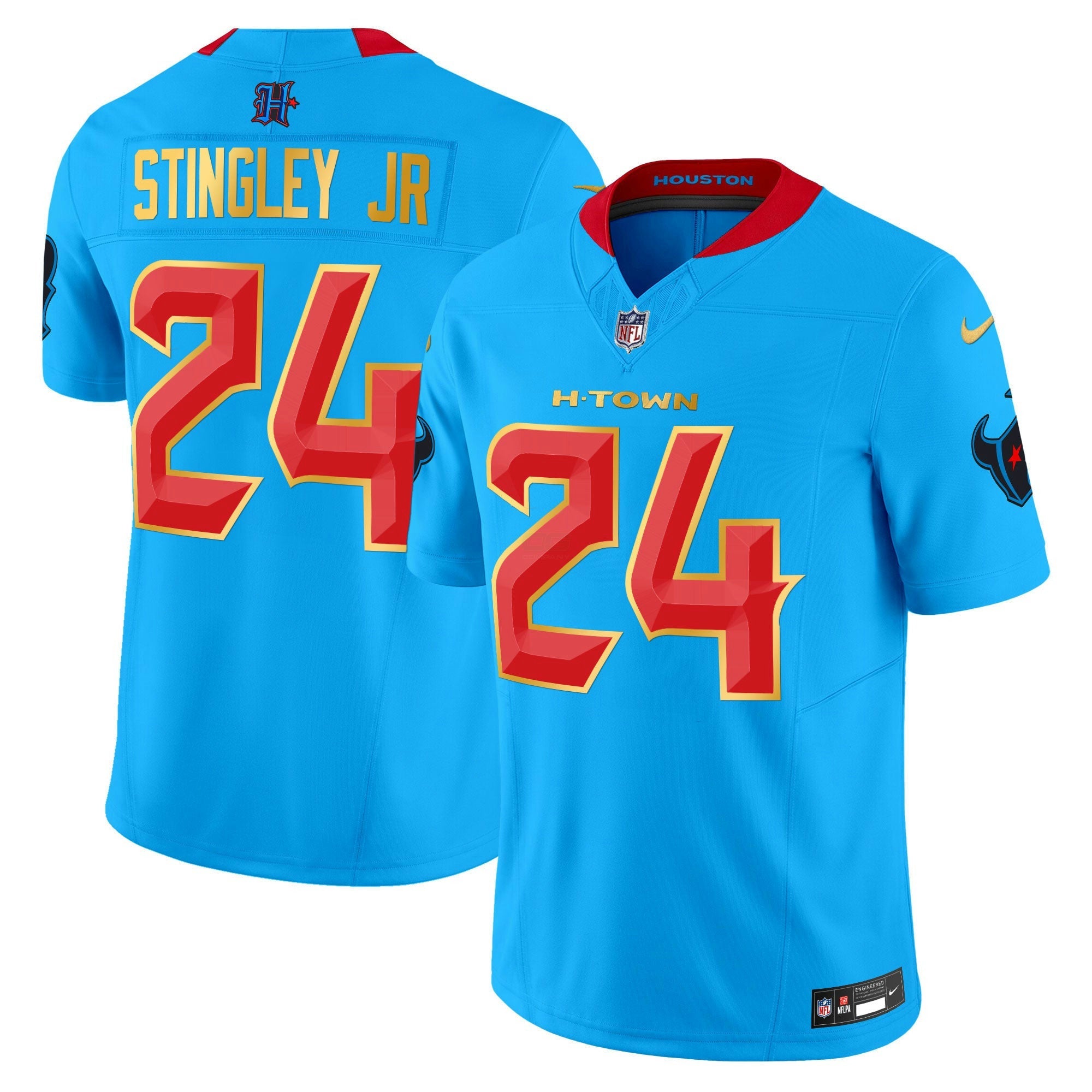 Camisa NFL Men’s Houston 2024 Dourada Trim Vapor Limited Jersey