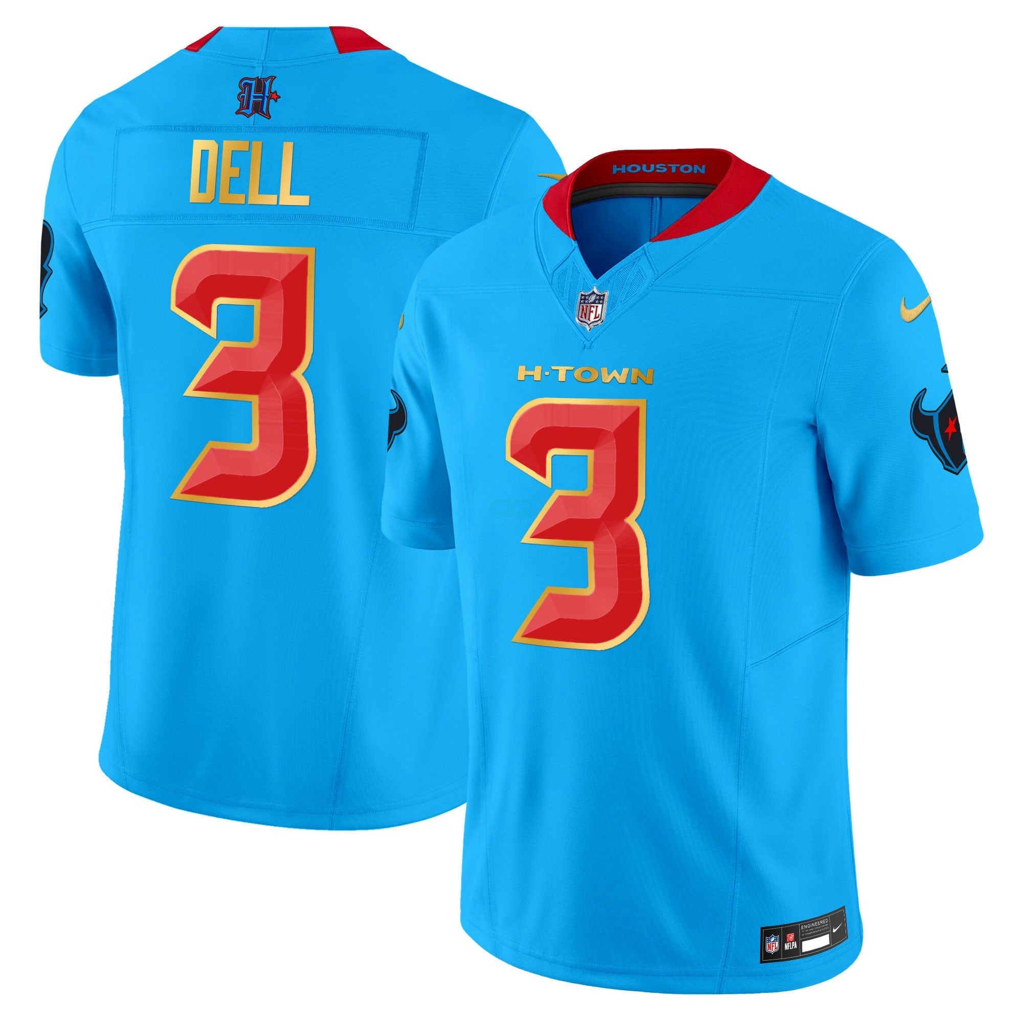 Camisa NFL Men’s Houston 2024 Dourada Trim Vapor Limited Jersey