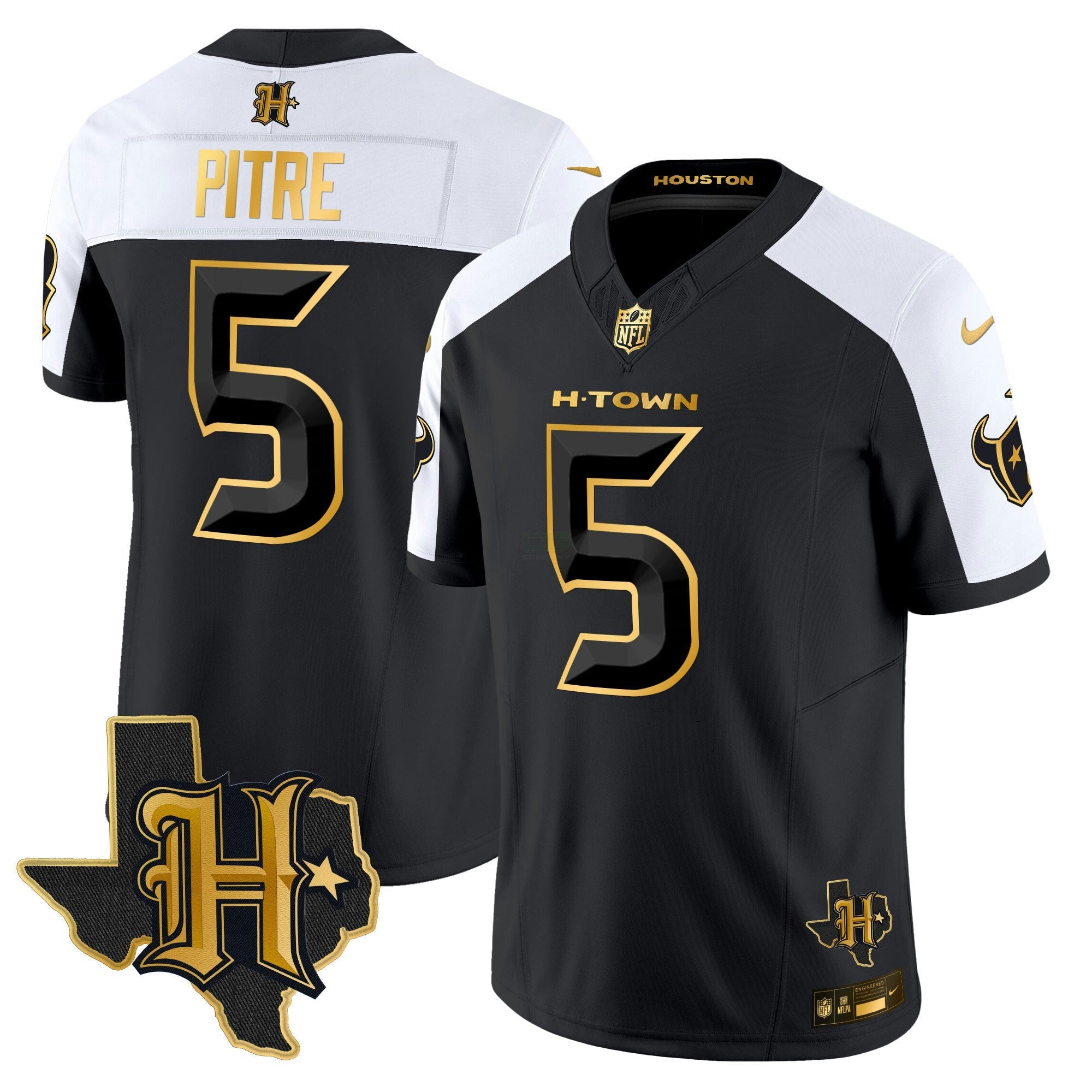 Camisa NFL Men’s Houston 2024 Texas Patch Dourada Vapor Limited Jersey