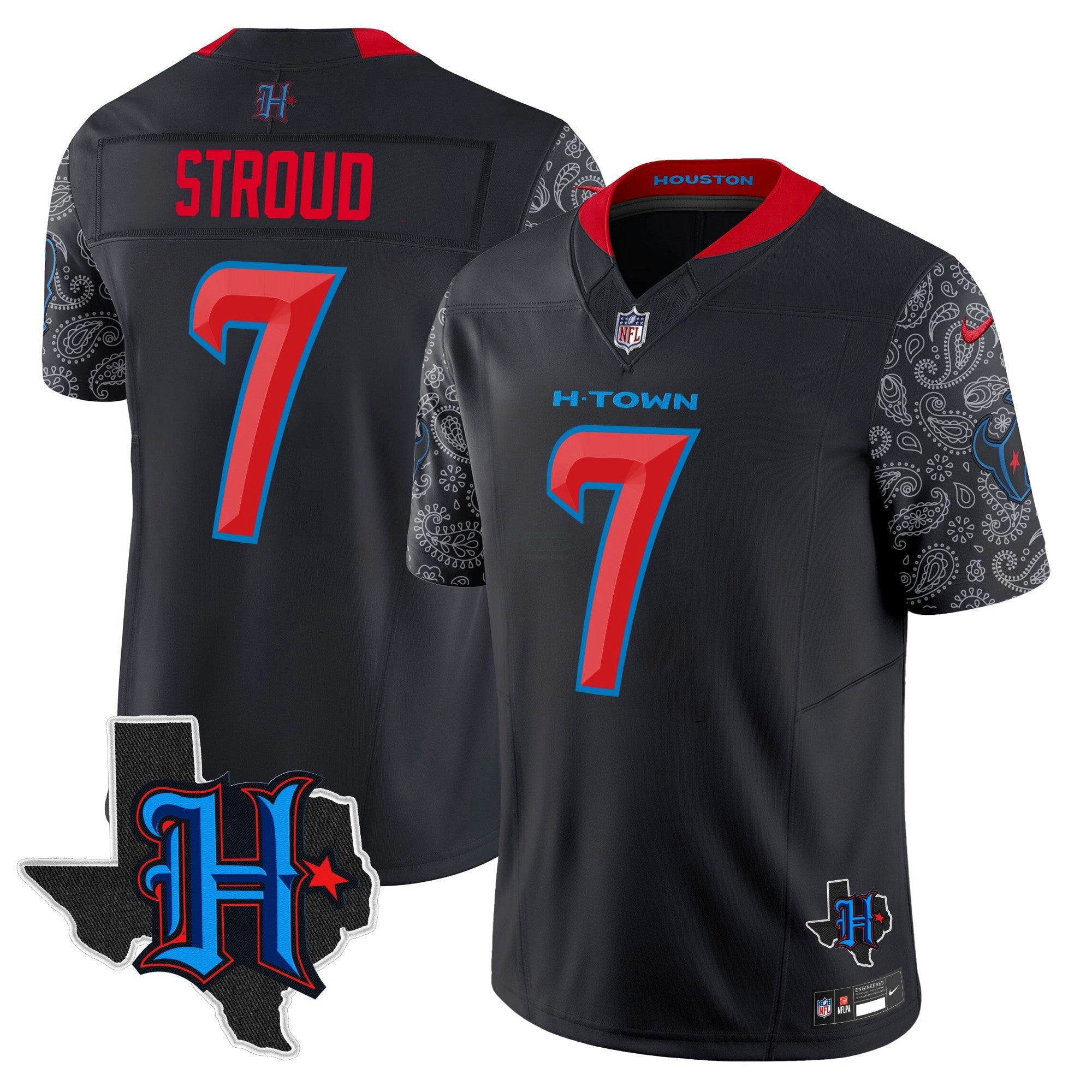 Camisa NFL Men’s Houston 2024 Texas Patch Vapor Limited Jersey V4