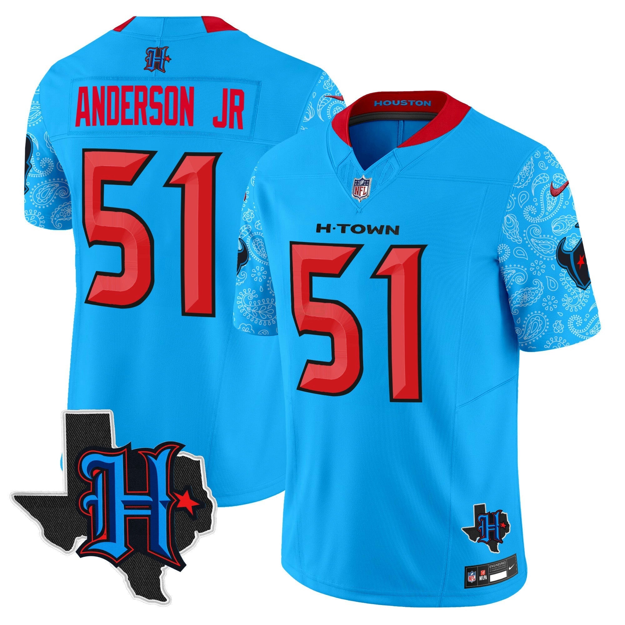Camisa NFL Men’s Houston 2024 Texas Patch Vapor Limited Jersey V4