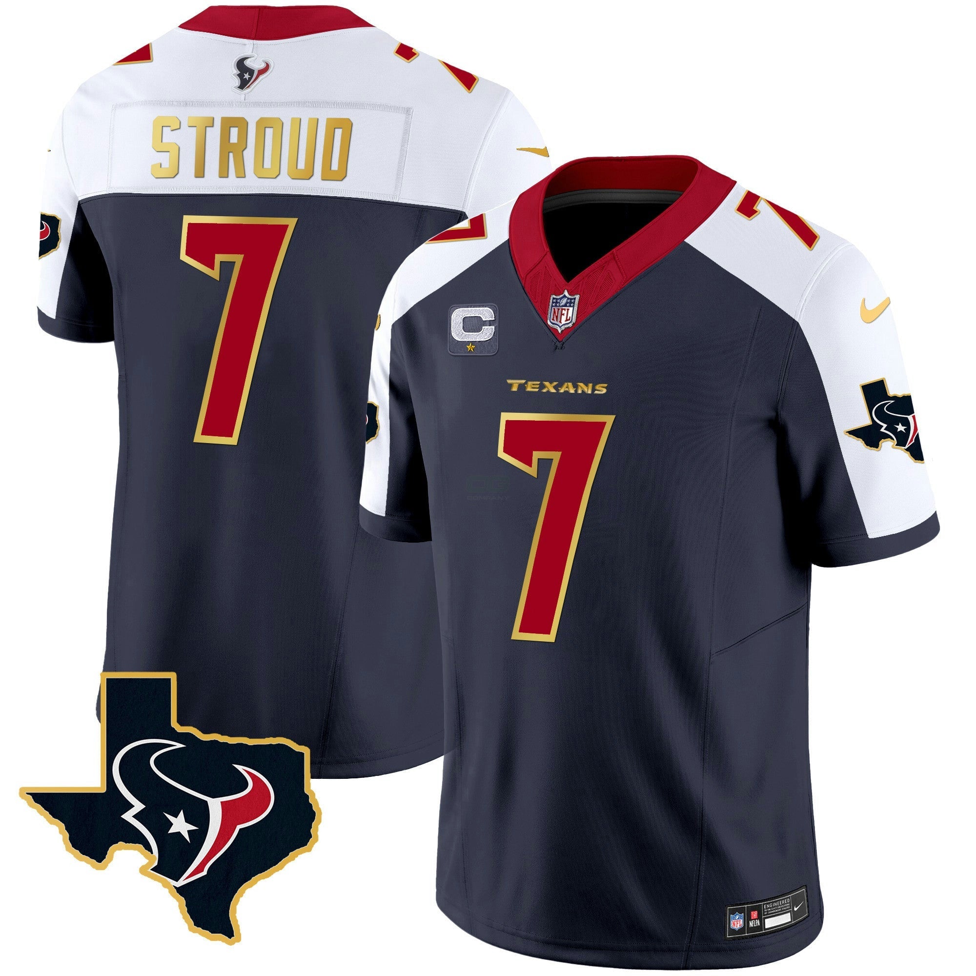Camisa NFL Men’s Houston Gold Trim Vapor Jersey