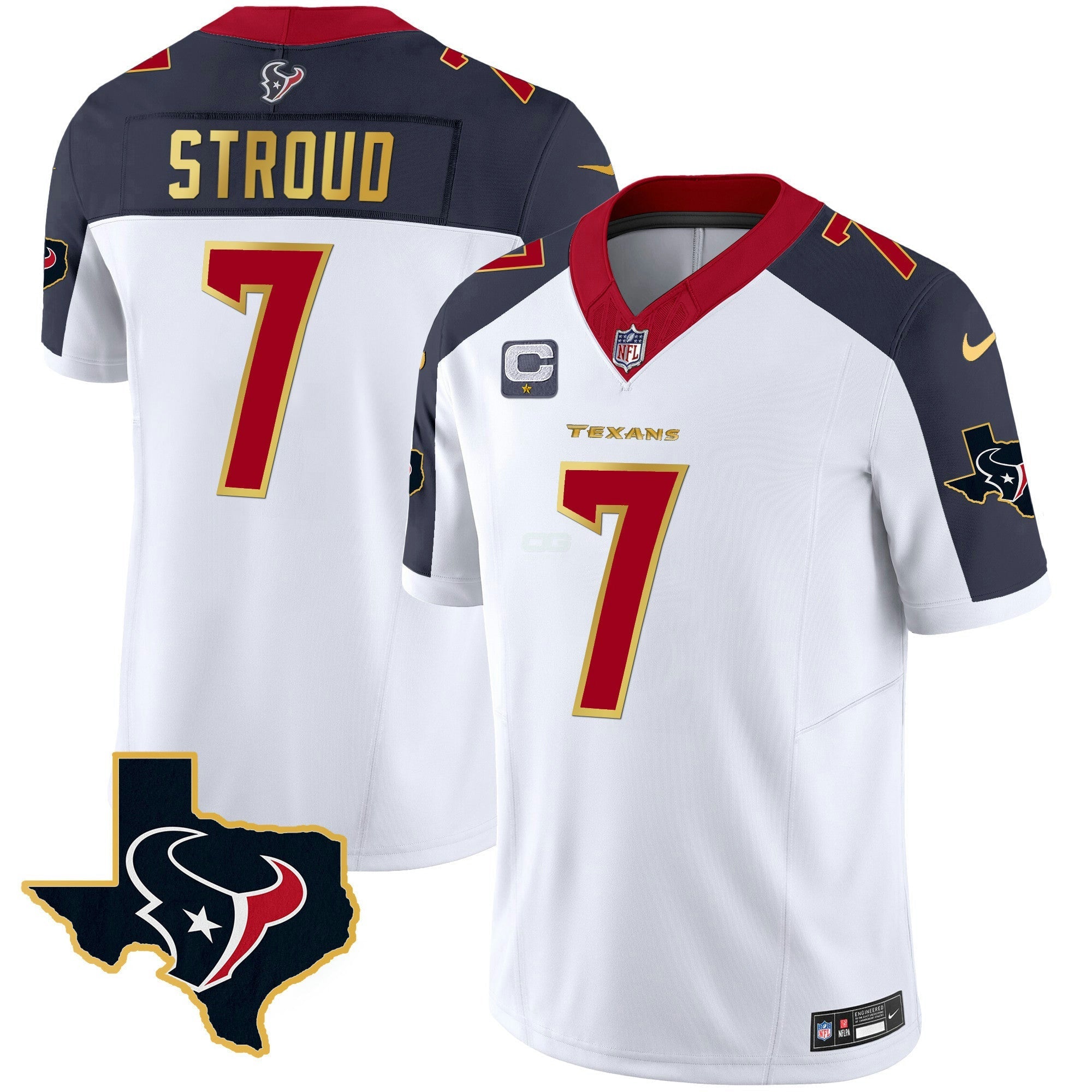 Camisa NFL Men’s Houston Gold Trim Vapor Jersey