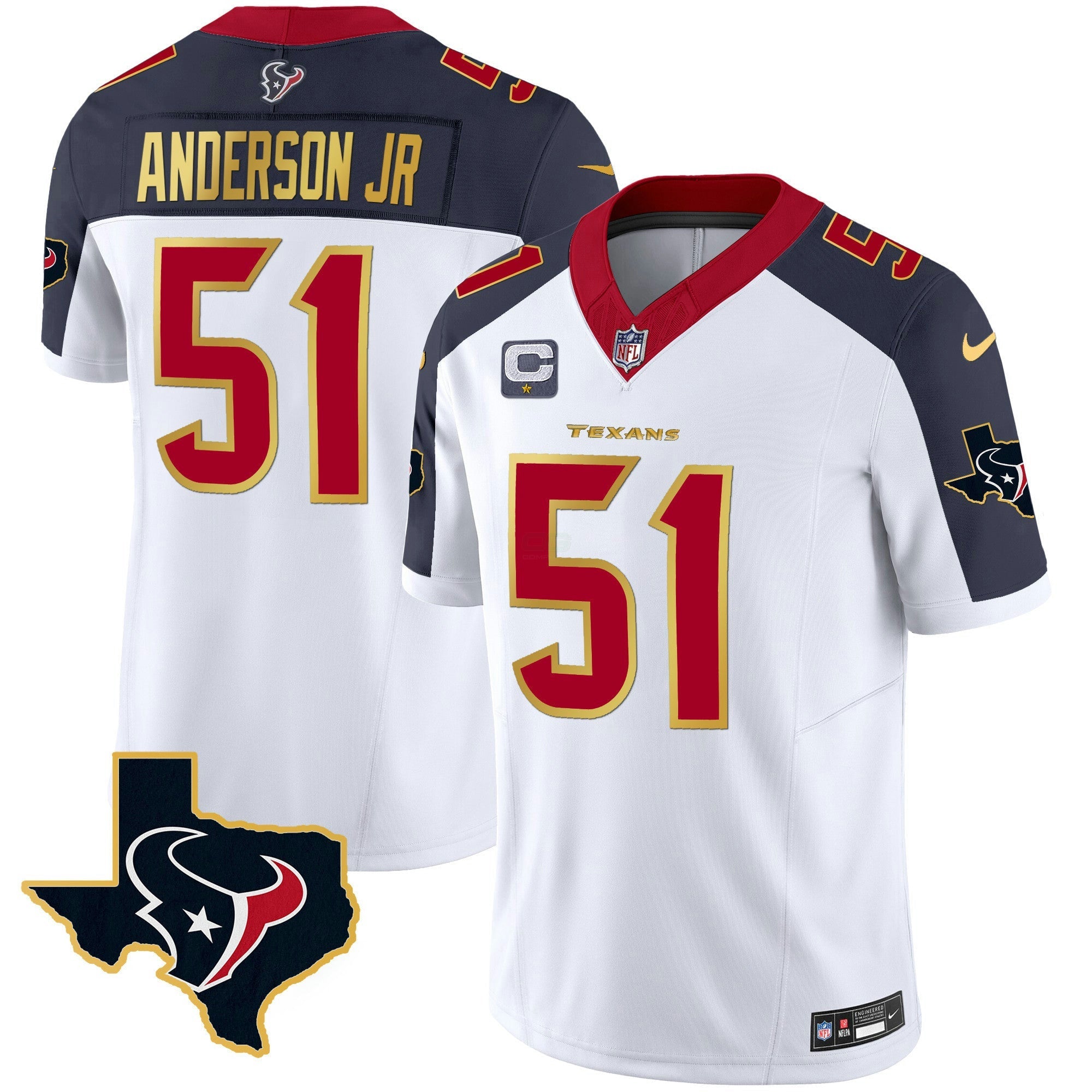 Camisa NFL Men’s Houston Gold Trim Vapor Jersey