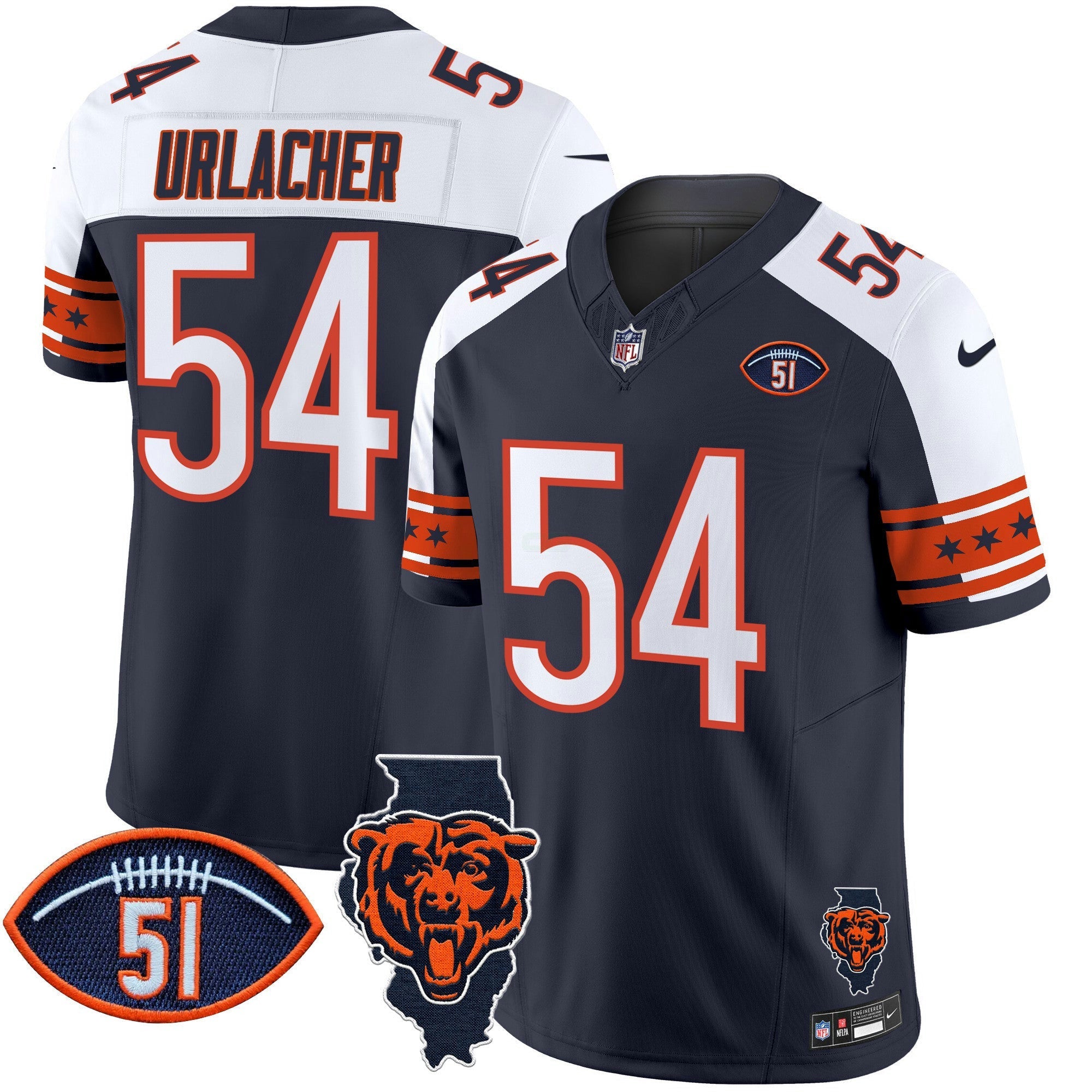 Camisa NFL Men’s Illinois & Dick Butkus Patch Vapor Limited Jersey