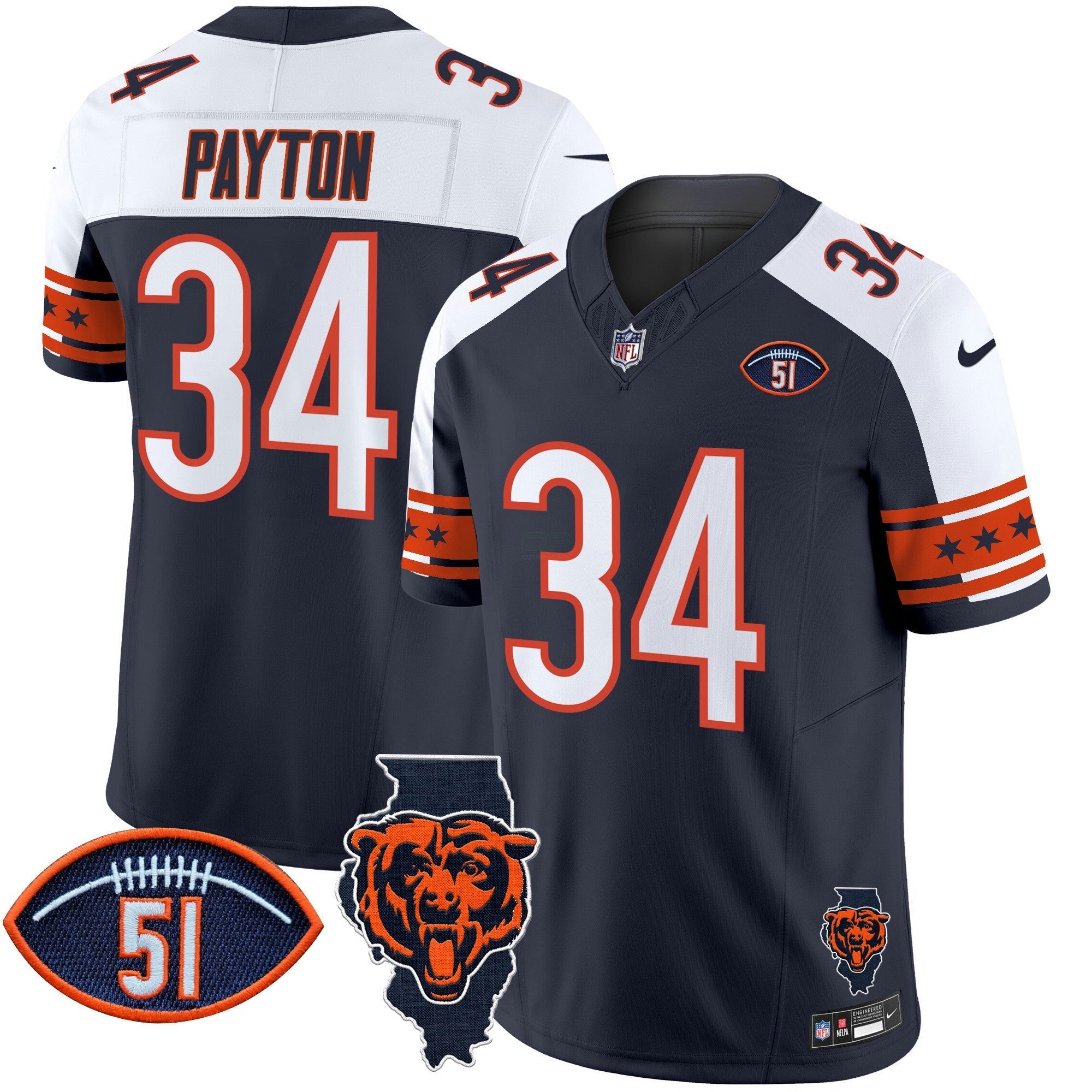 Camisa NFL Men’s Illinois & Dick Butkus Patch Vapor Limited Jersey