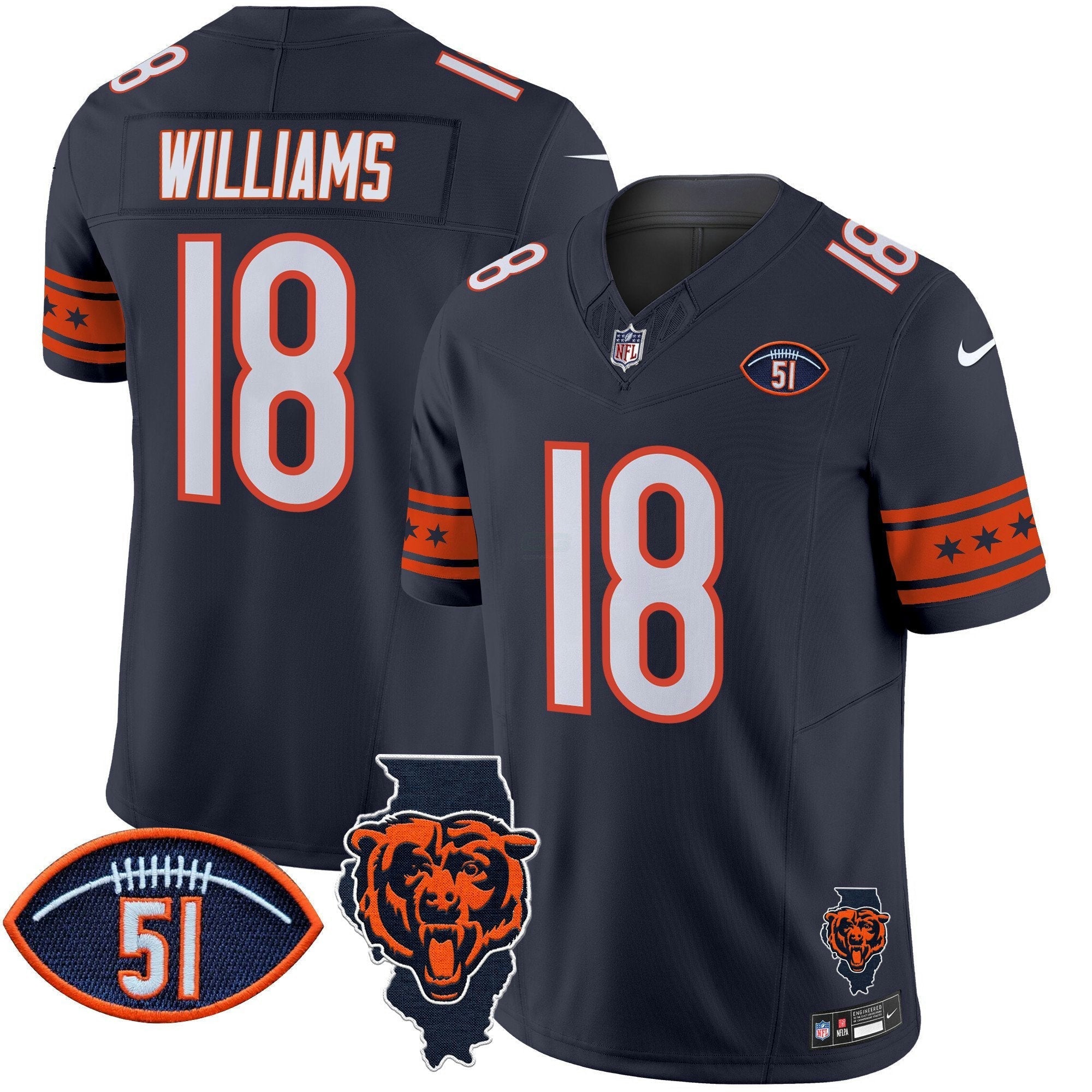 Camisa NFL Men’s Illinois & Dick Butkus Patch Vapor Limited Jersey