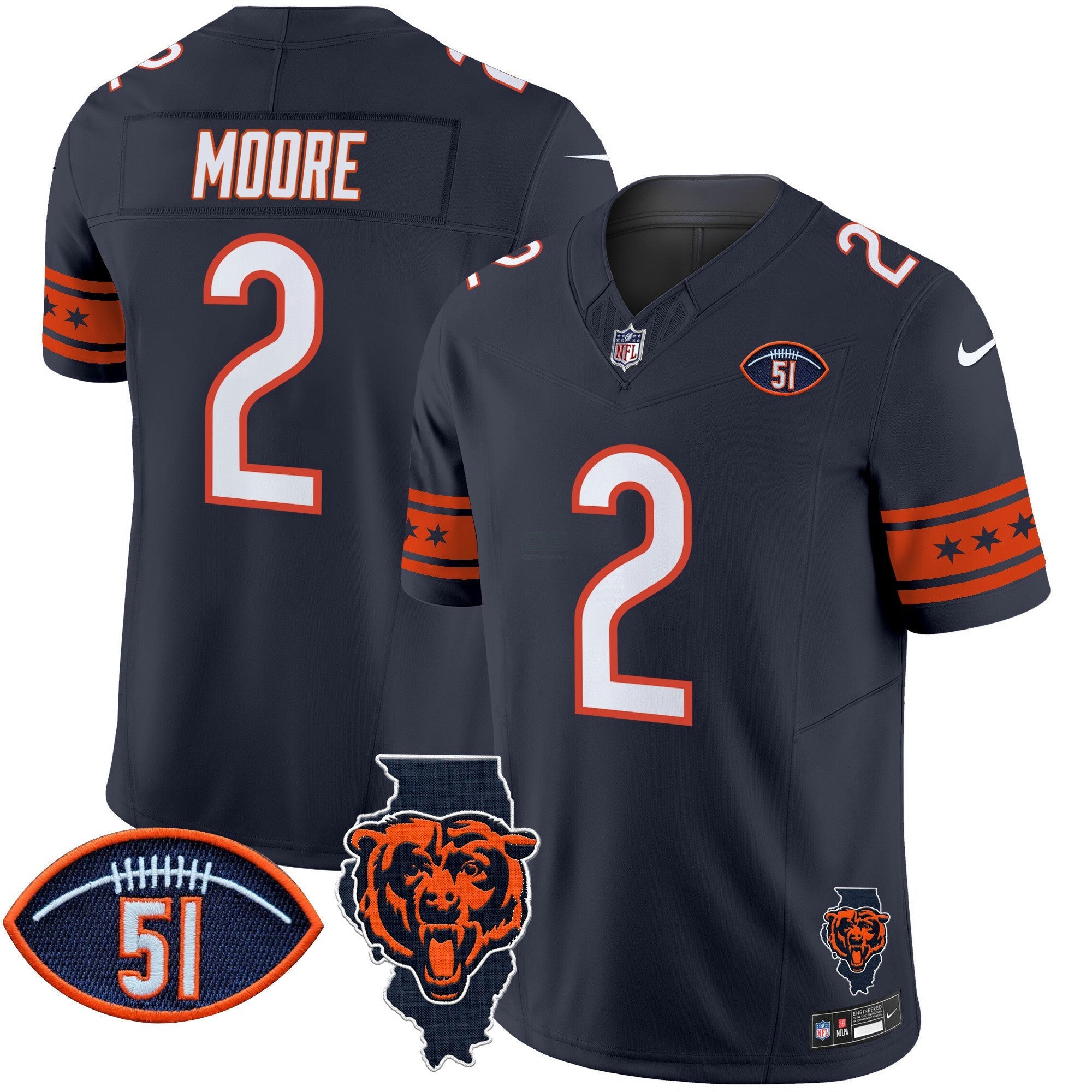 Camisa NFL Men’s Illinois & Dick Butkus Patch Vapor Limited Jersey