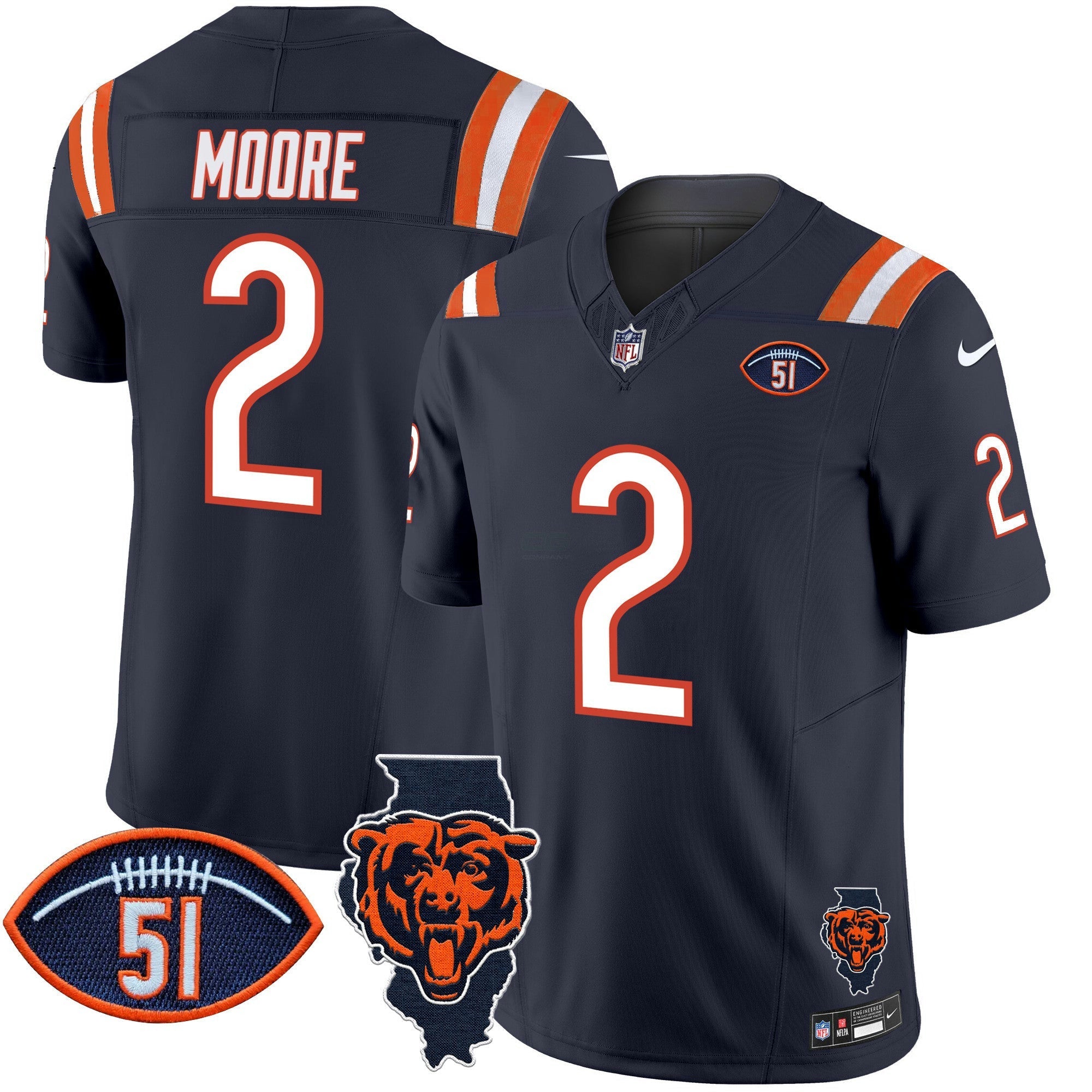 Camisa NFL Men’s Illinois Patch Vapor Limited Jersey V2
