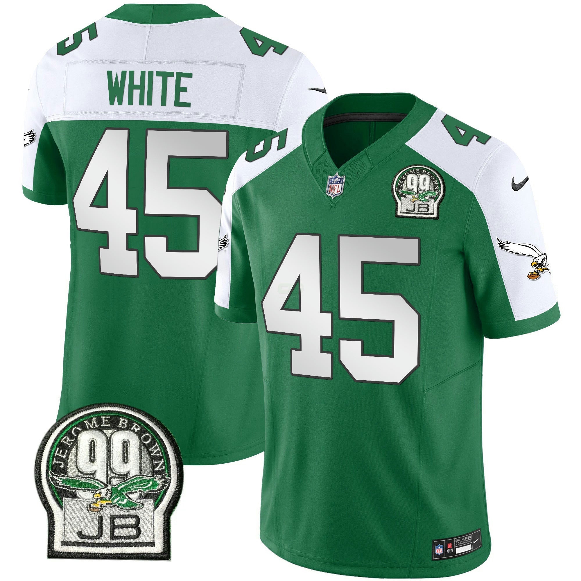 Camisa NFL Men’s Jerome Brown Patch Kelly Green Alternativa Jersey V2