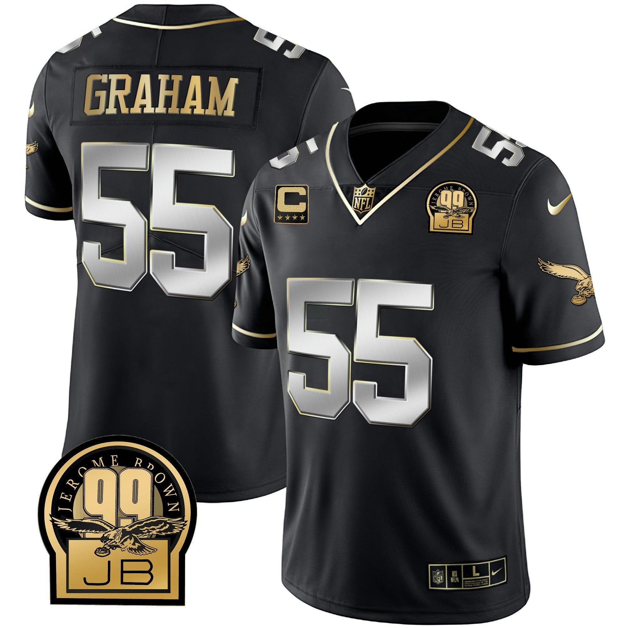 Camisa NFL Men’s Jerome Brown Retired Patch Dourada & Kelly Jersey