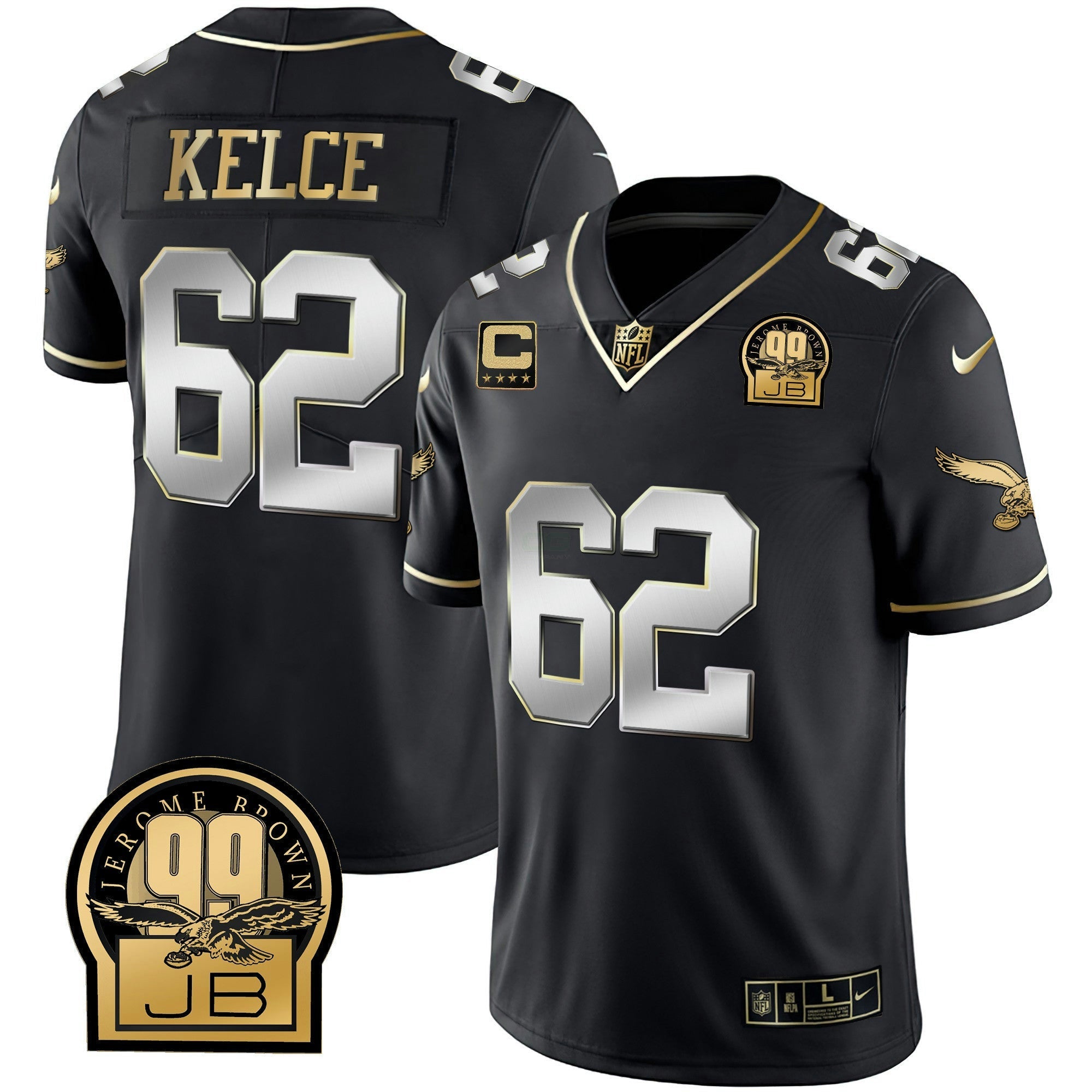 Camisa NFL Men’s Jerome Brown Retired Patch Dourada & Kelly Jersey