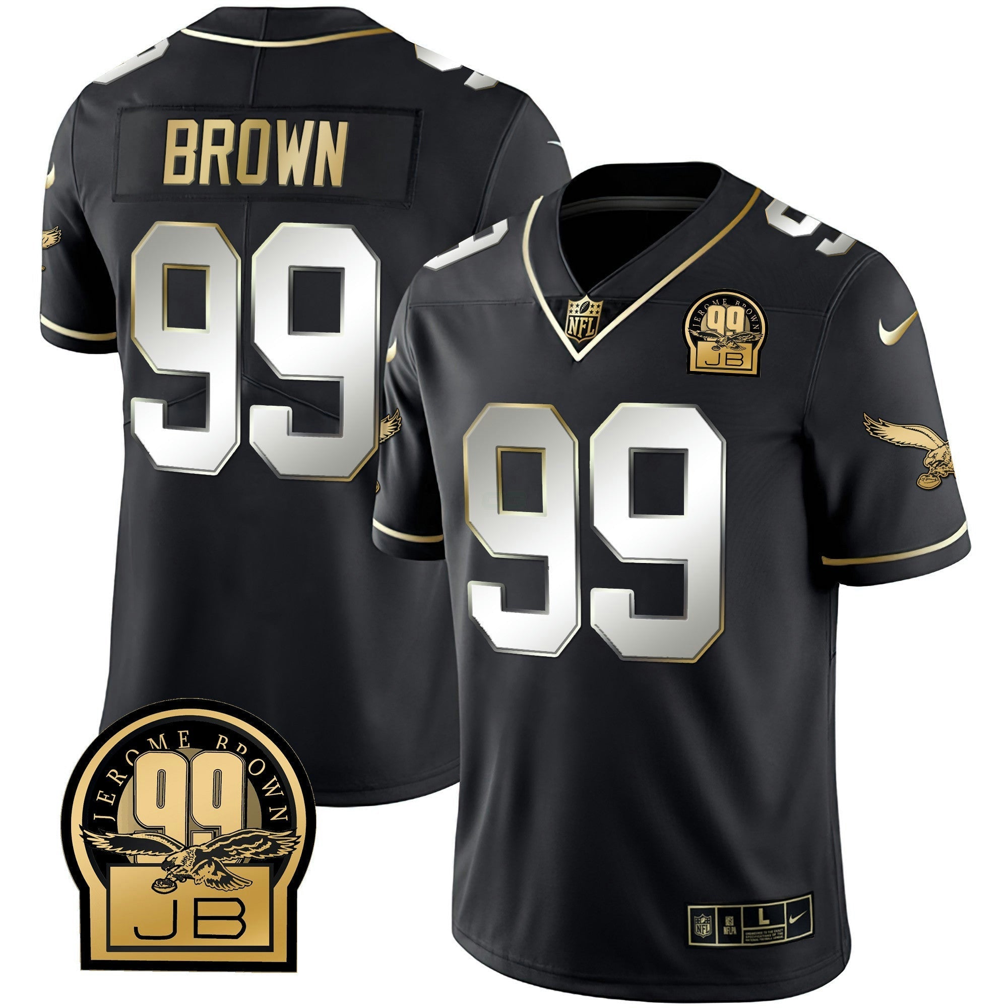 Camisa NFL Men’s Jerome Brown Retired Patch Dourada & Kelly Jersey