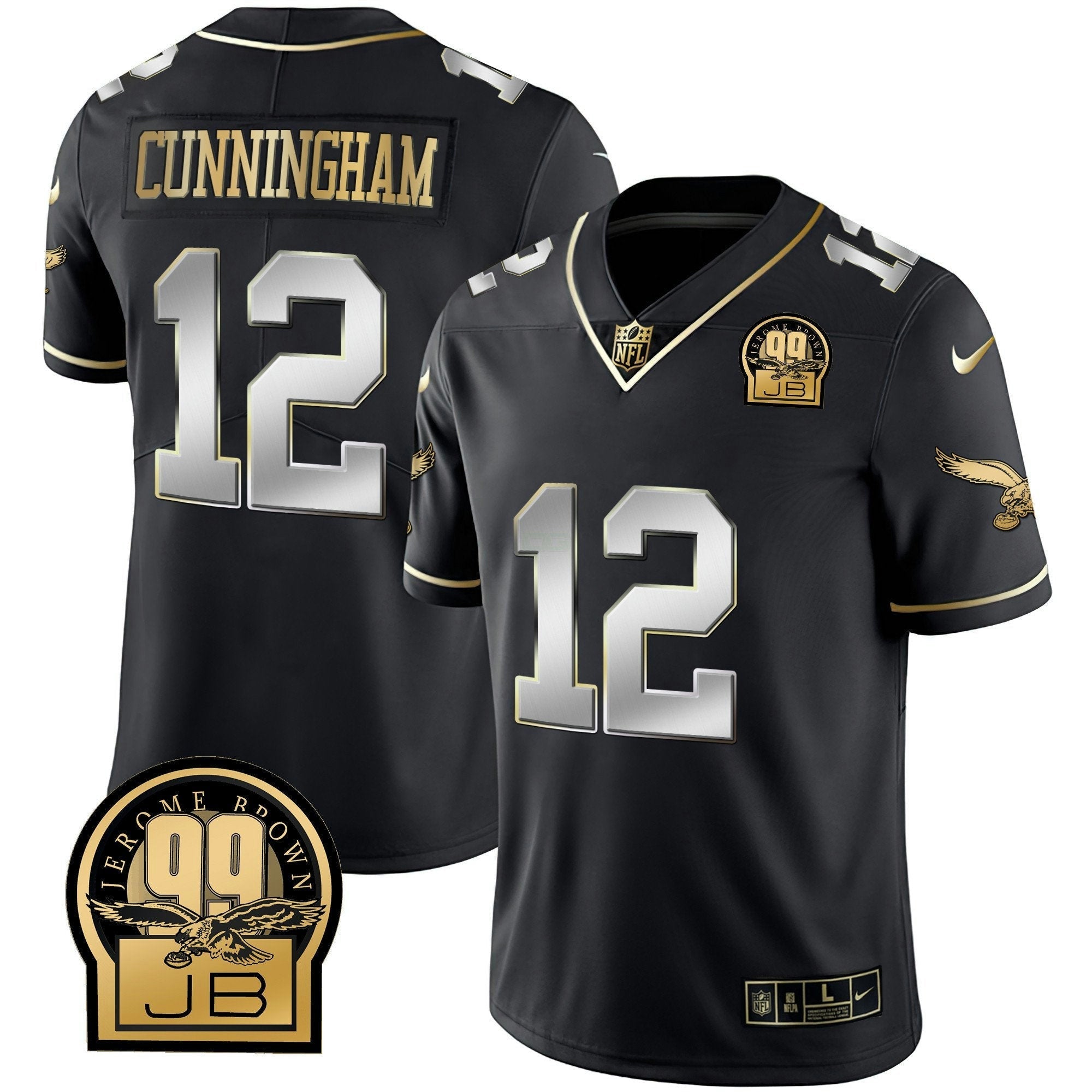 Camisa NFL Men’s Jerome Brown Retired Patch Dourada & Kelly Jersey