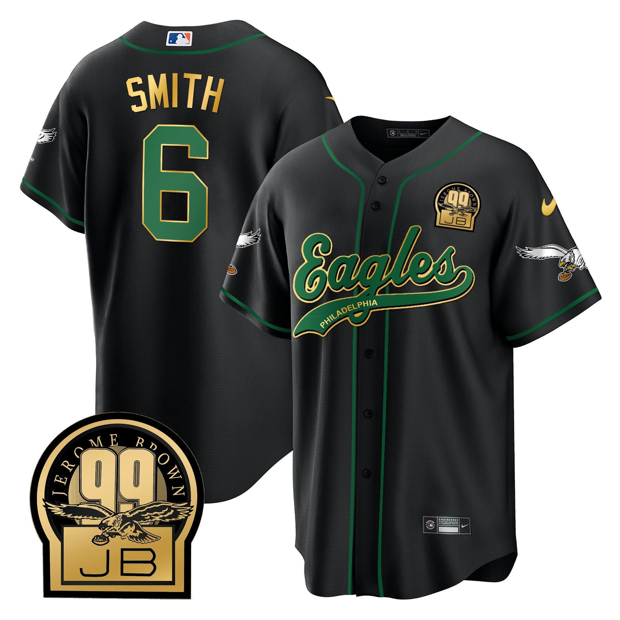 Camisa NFL Men’s Jerome Brown Retired Patch Kelly Green Jersey