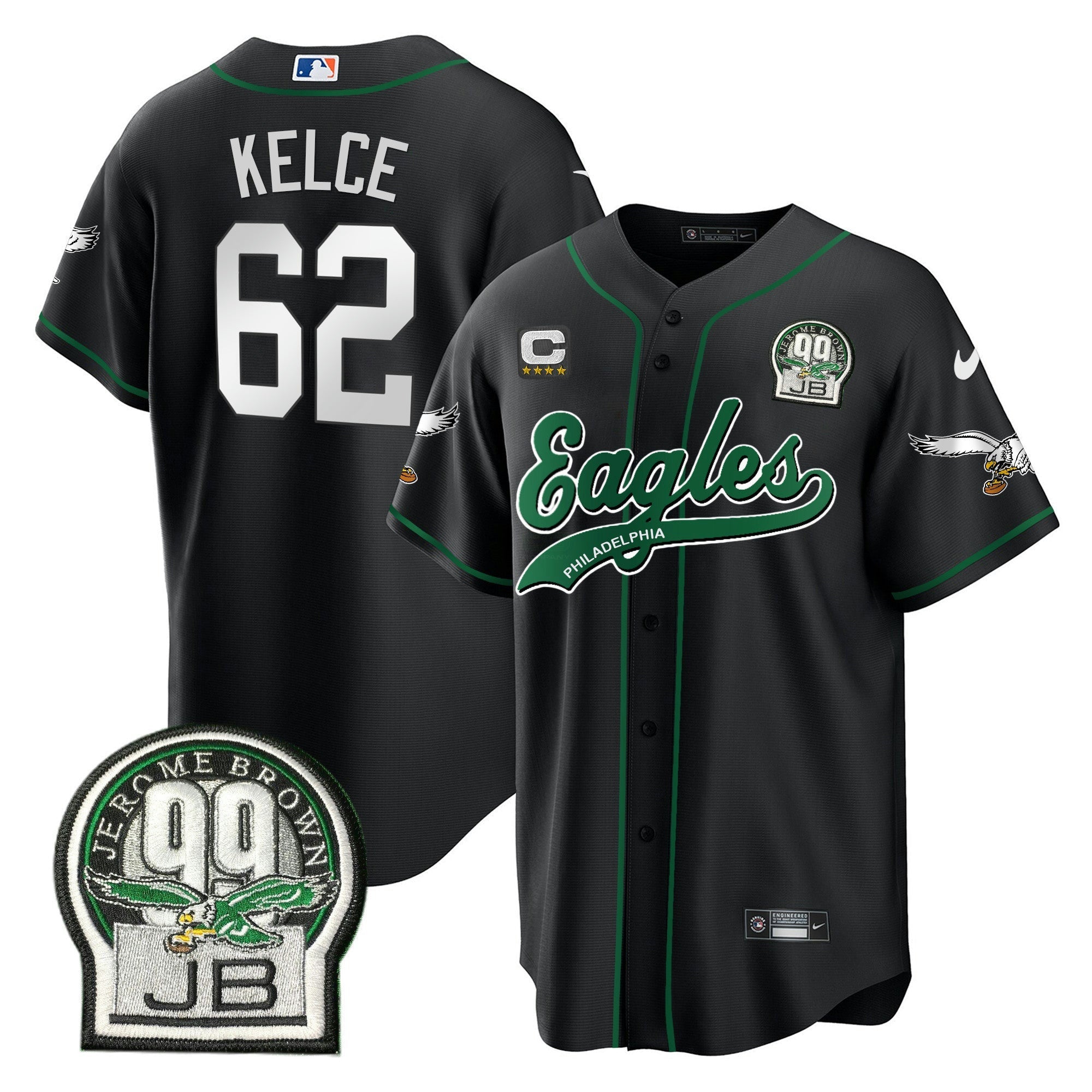 Camisa NFL Men’s Jerome Brown Retired Patch Kelly Green Jersey