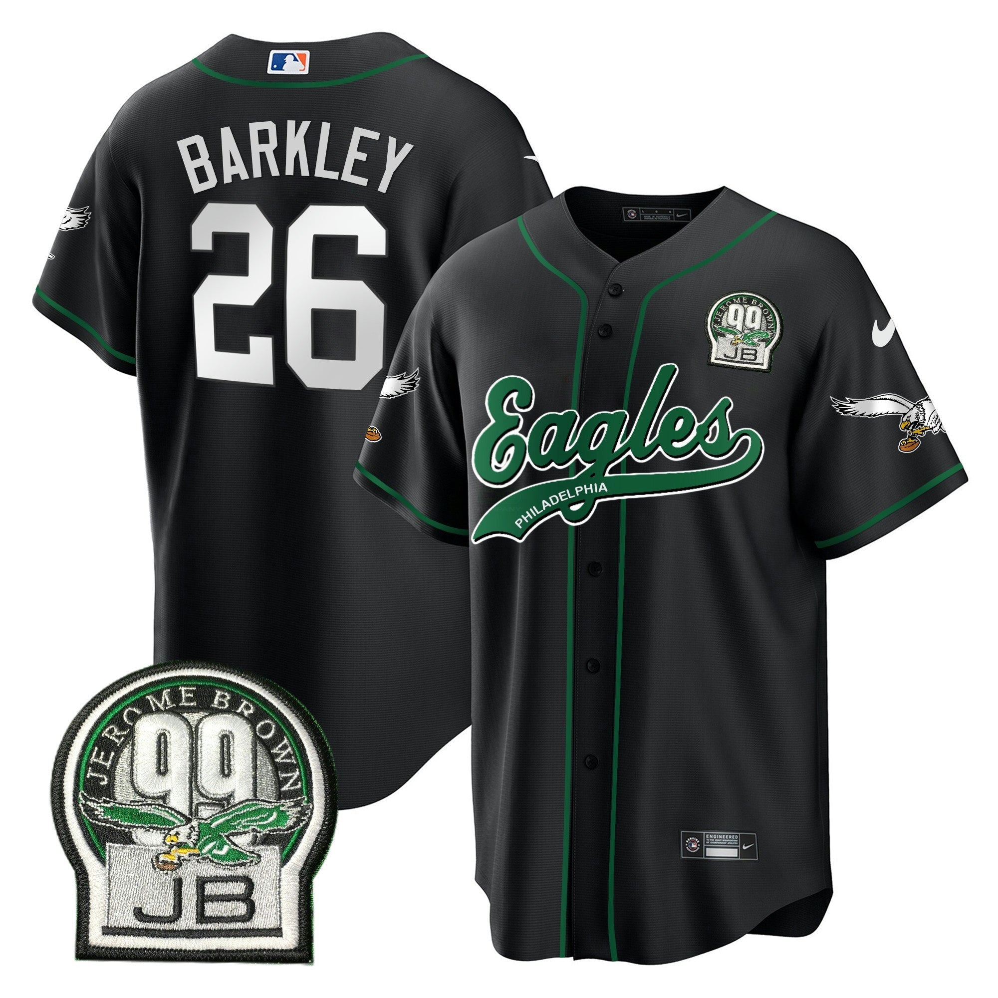Camisa NFL Men’s Jerome Brown Retired Patch Kelly Green Jersey