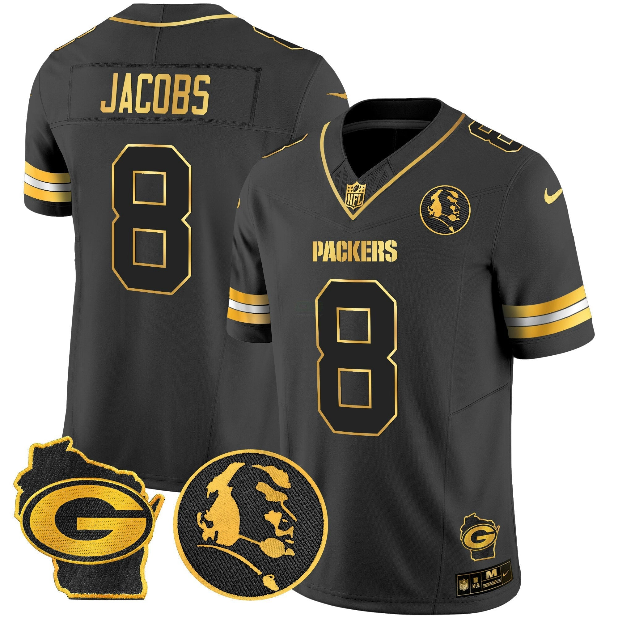 Camisa NFL Men’s John Madden & Home Patch Dourada Vapor Limited Jersey