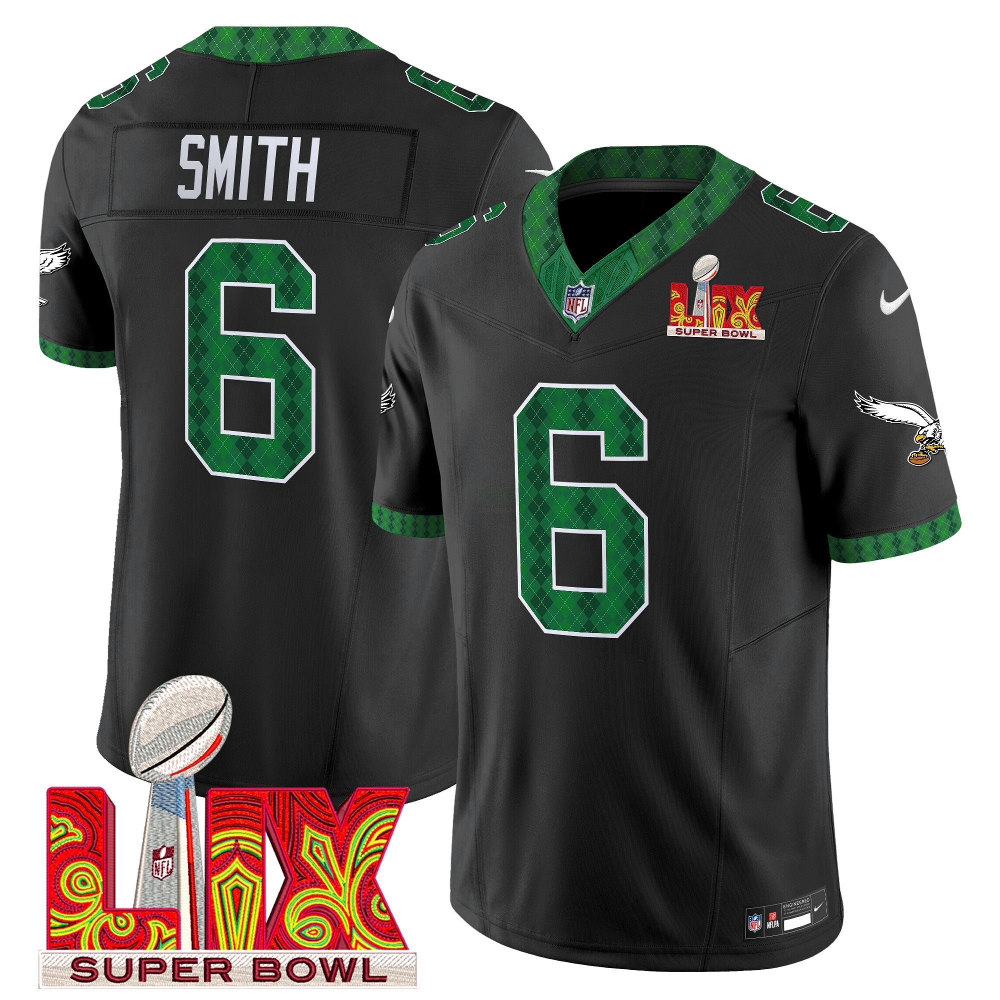 Camisa NFL Men’s Kelly Green St. Patrick’s Day Super Bowl LIX Patch Vapor Limited Jersey