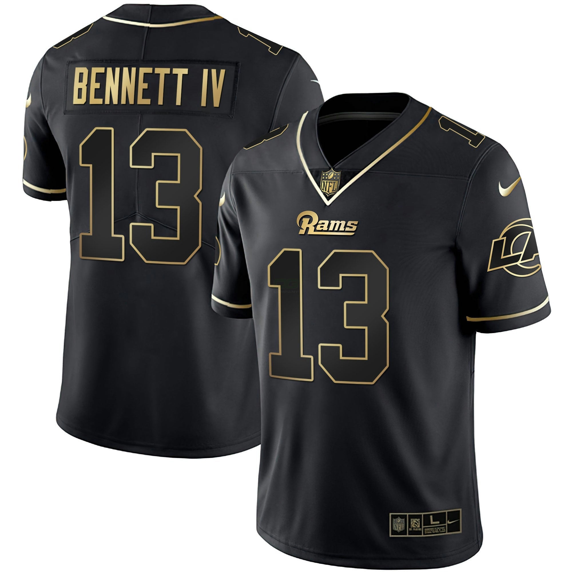 Camisa NFL Men’s Los Angeles Branca Dourada & Preta Dourada Jersey