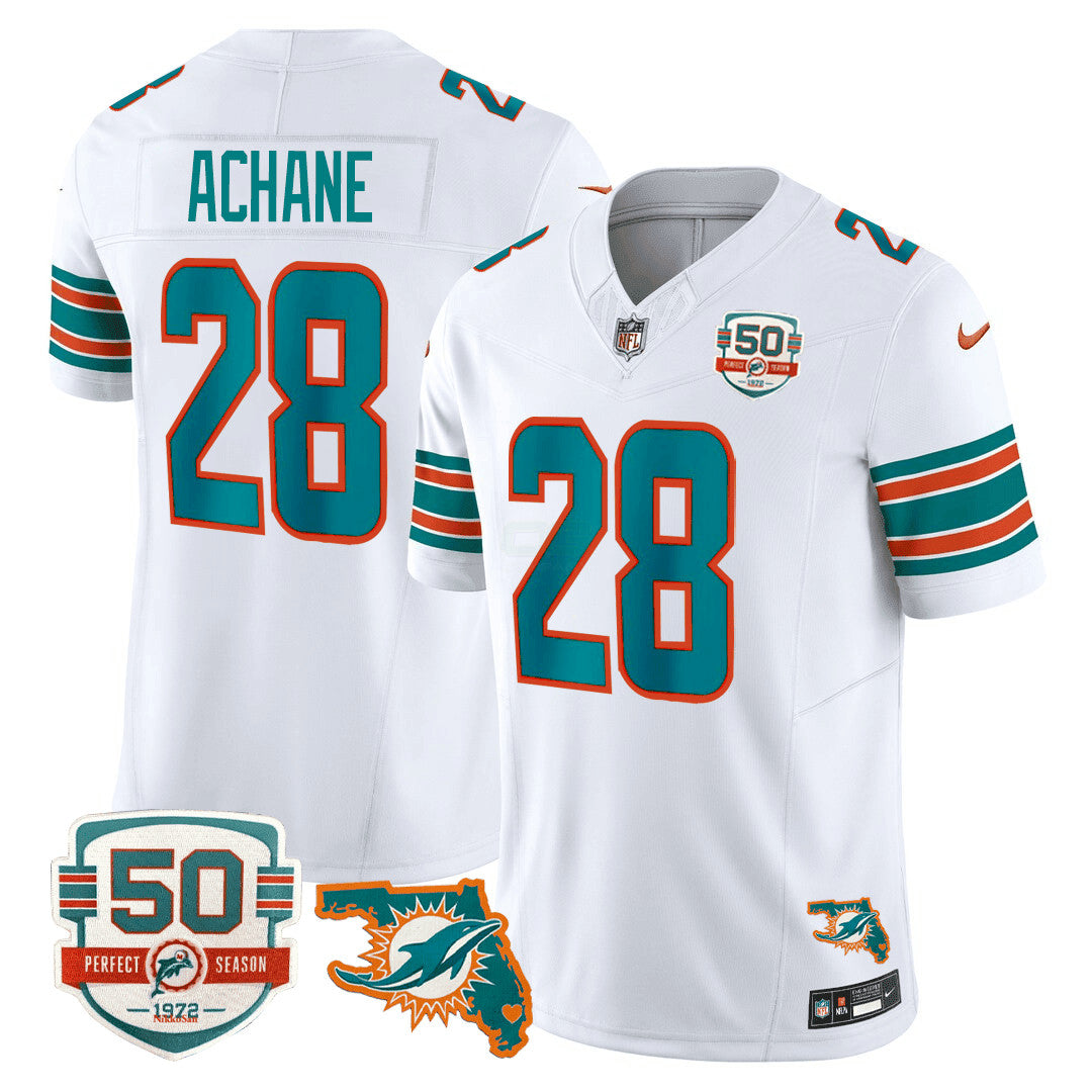 Camisa NFL Men’s Miami DolphinsThrowback 50th Perfect Season & Florida Patch Vapor Jersey