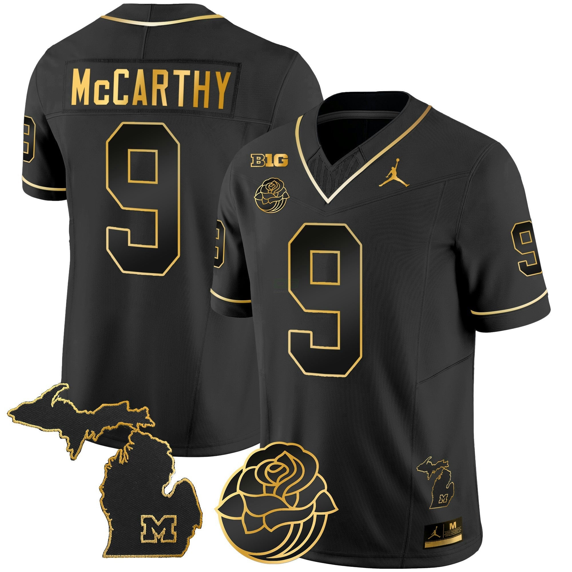 Camisa NFL Men’s Michigan Wolverines Rose Bowl Patch Dourada Vapor Jersey