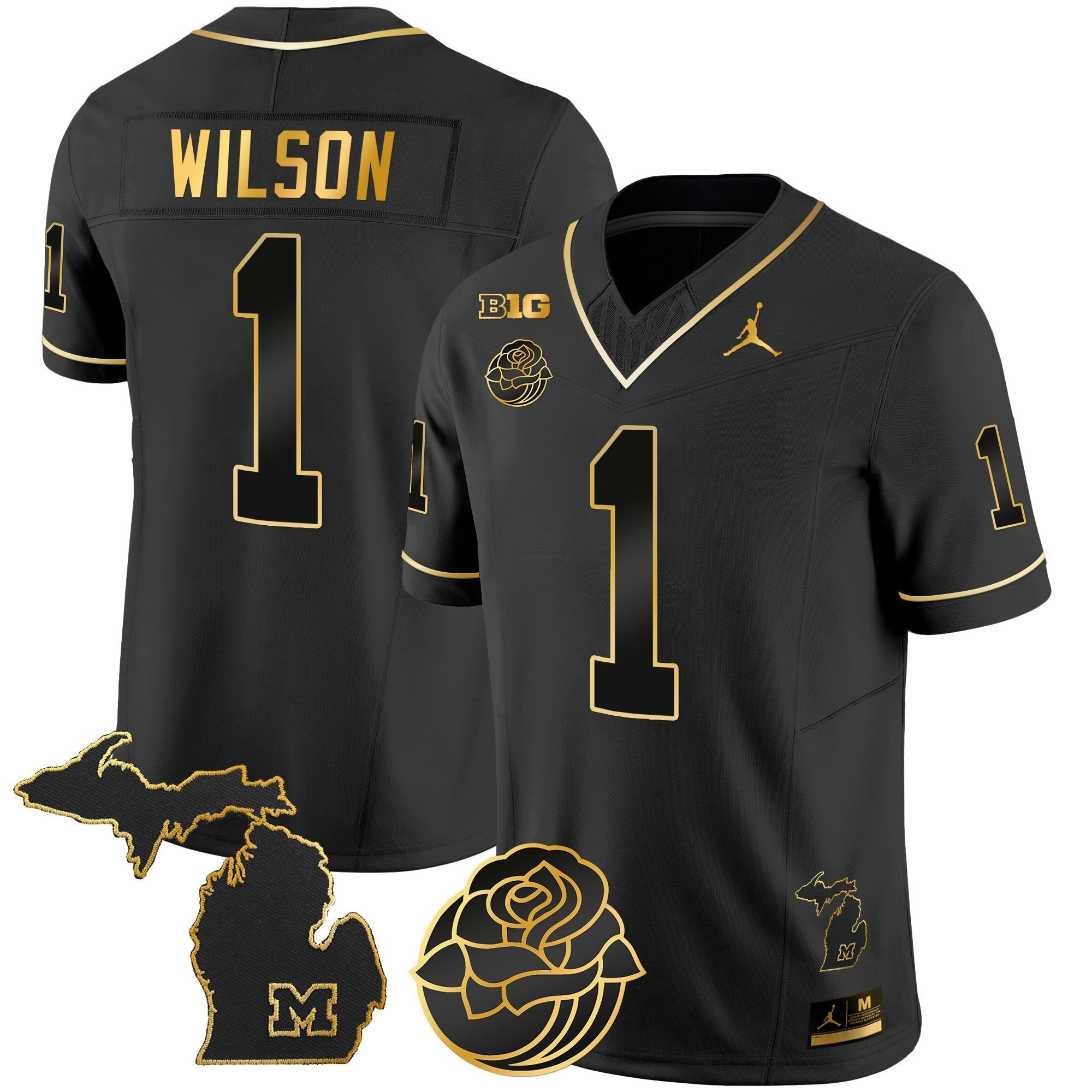 Camisa NFL Men’s Michigan Wolverines Rose Bowl Patch Dourada Vapor Jersey