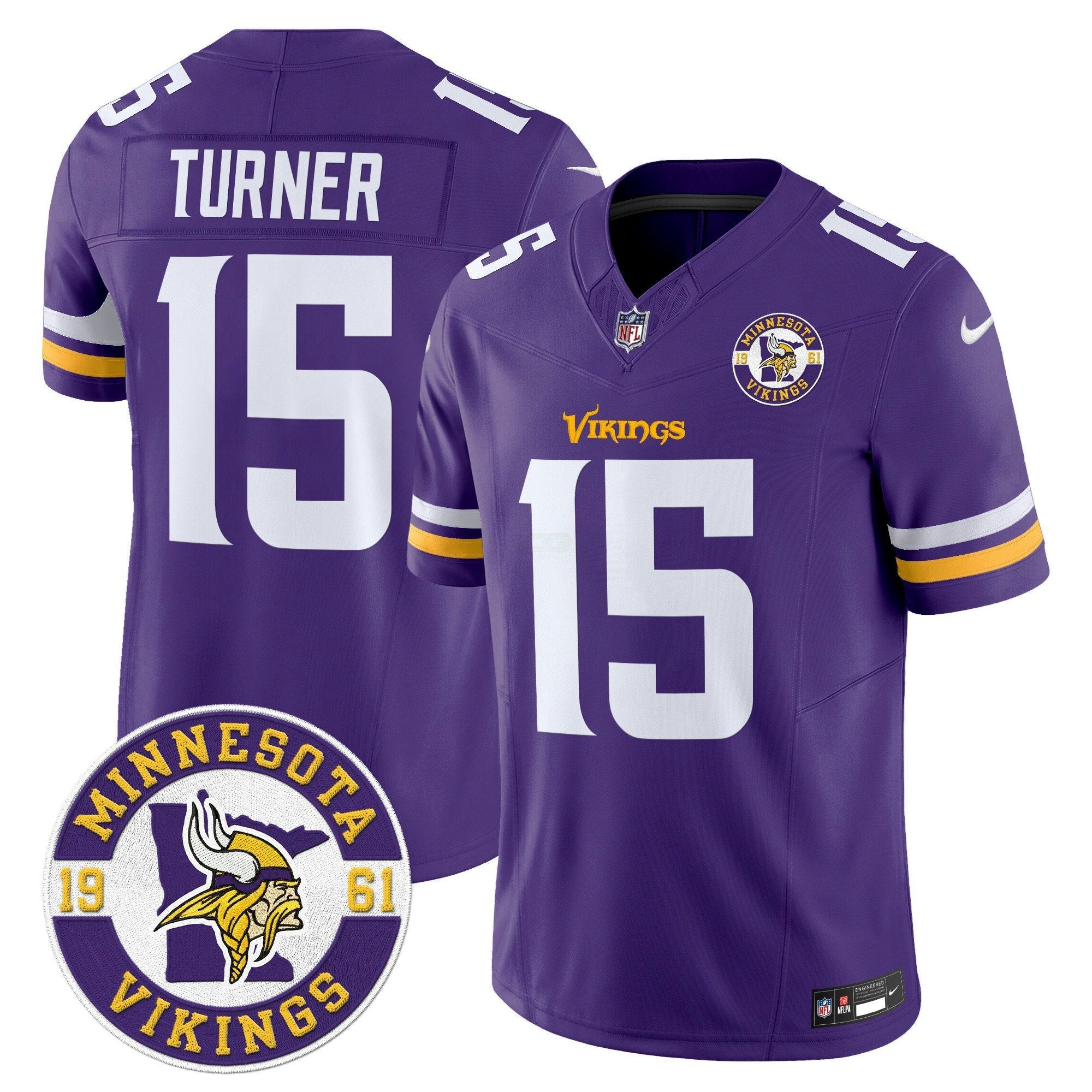 Camisa NFL Men’s Minnesota 2024 Vapor Limited Jersey V2 – Est. 1961 Patch