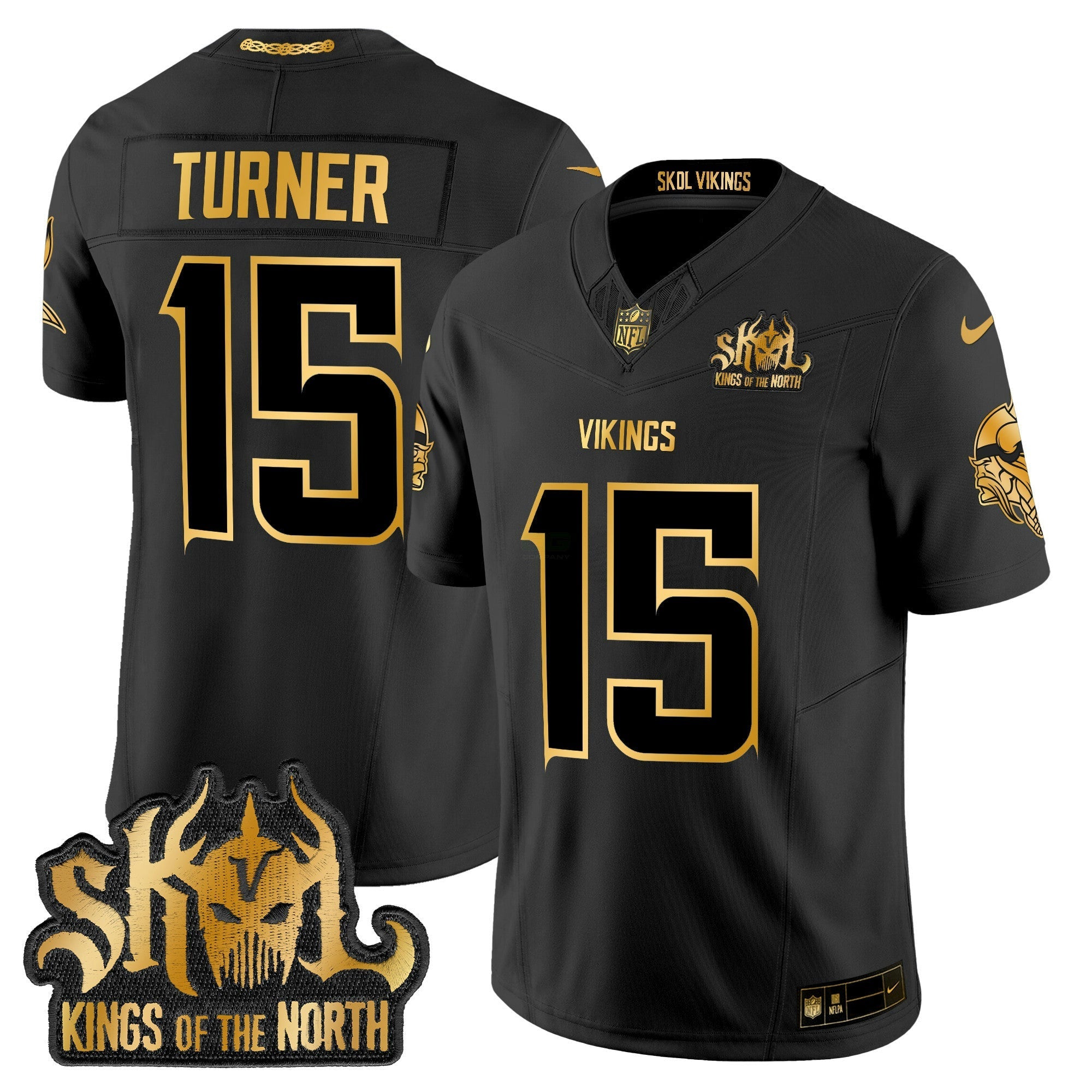 Camisa NFL Men’s Minnesota 2024 Winter Warrior Skol Patch Dourada Vapor Limited Jersey