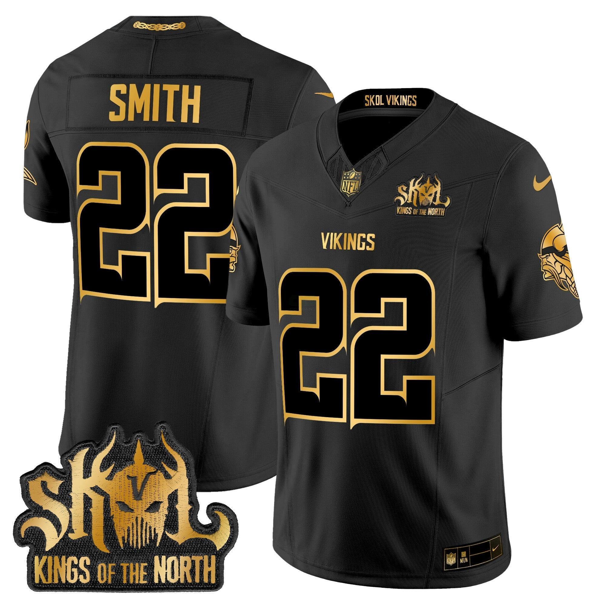 Camisa NFL Men’s Minnesota 2024 Winter Warrior Skol Patch Dourada Vapor Limited Jersey
