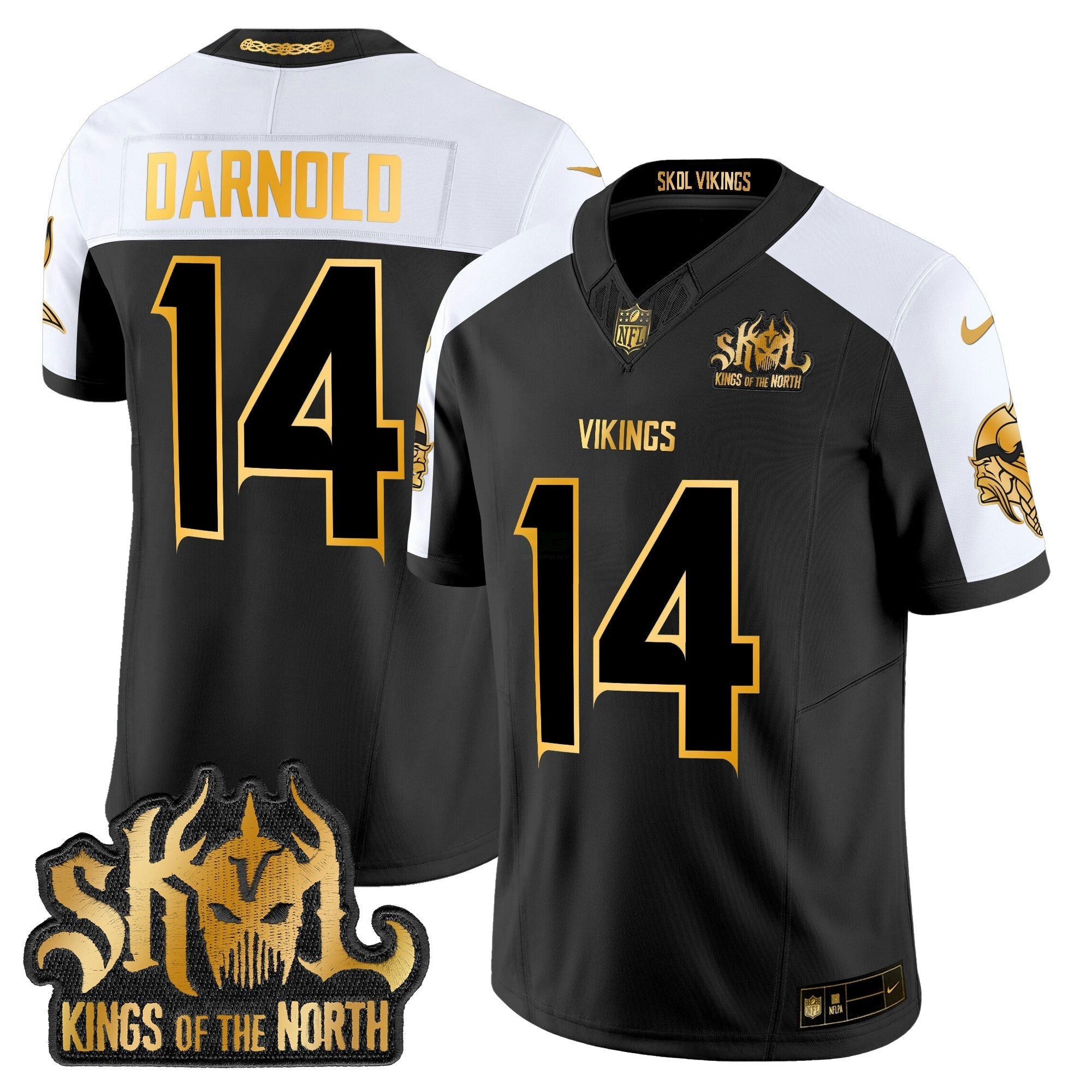 Camisa NFL Men’s Minnesota 2024 Winter Warrior Skol Patch Dourada Vapor Limited Jersey