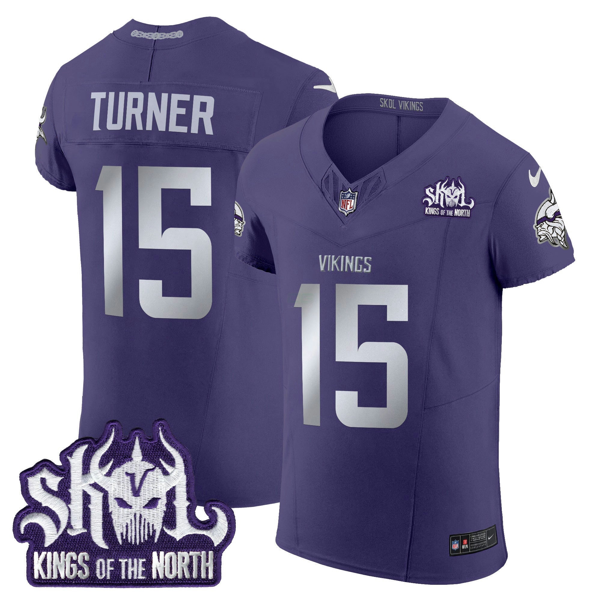 Camisa NFL Men’s Minnesota 2024 Winter Warrior Skol Patch Vapor Elite Jersey